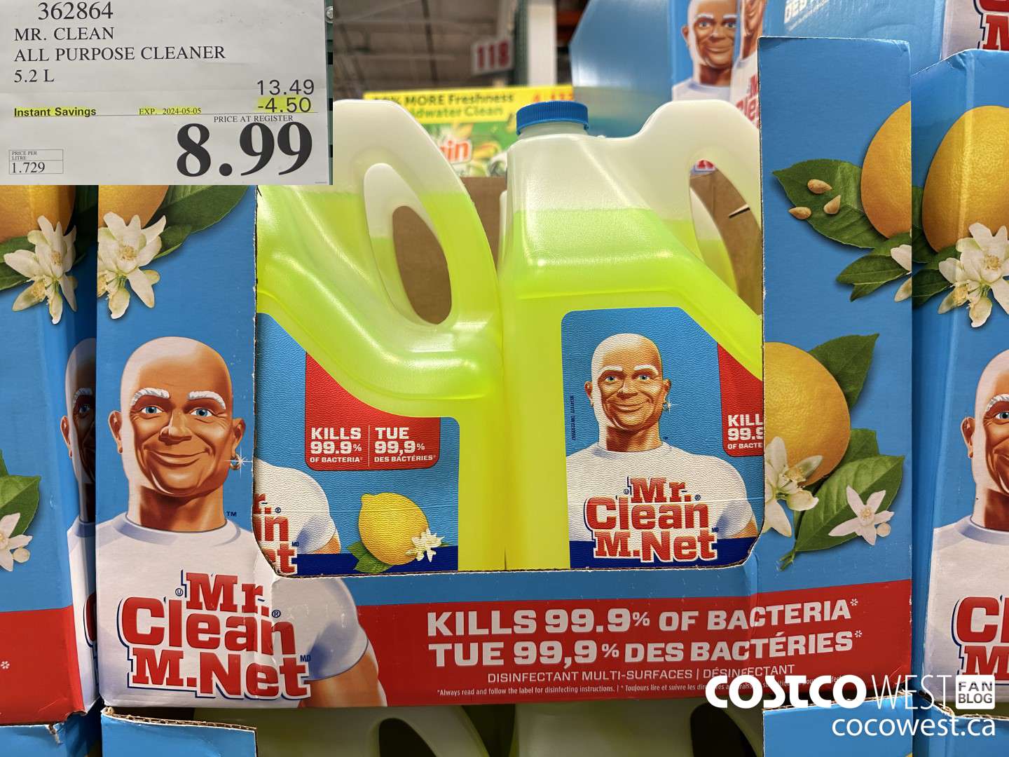 362864 MR. CLEAN ALL PURPOSE CLEANER 5.2 L ($4.50 INSTANT SAVINGS EXPIRES ON 2024-05-05) $8.99