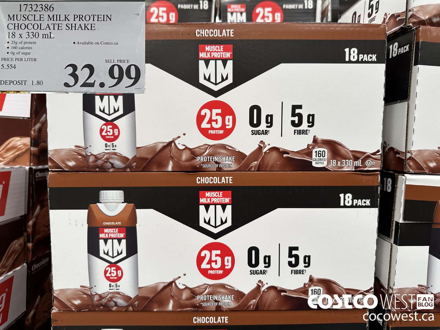 1732386 MUSCLE MILK PROTEIN CHOCOLATE SHAKE 18 x 330 mL $32.99