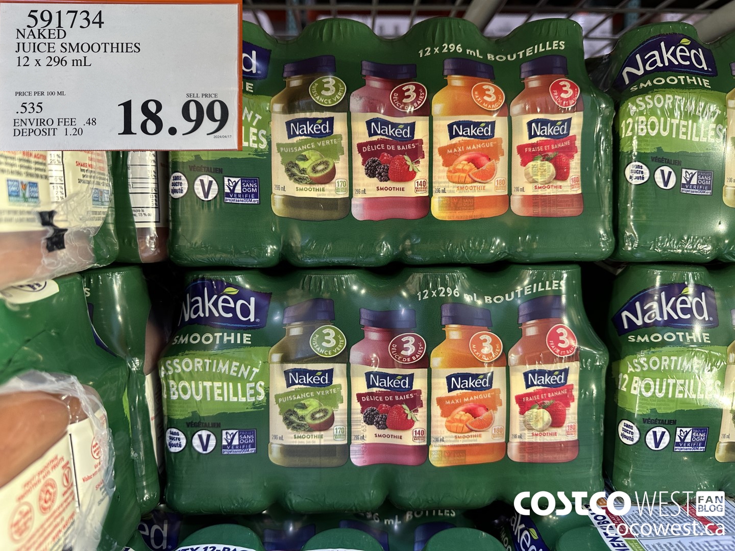 591734 NAKED JUICE SMOOTHIE 12 x 296 mL $18.99