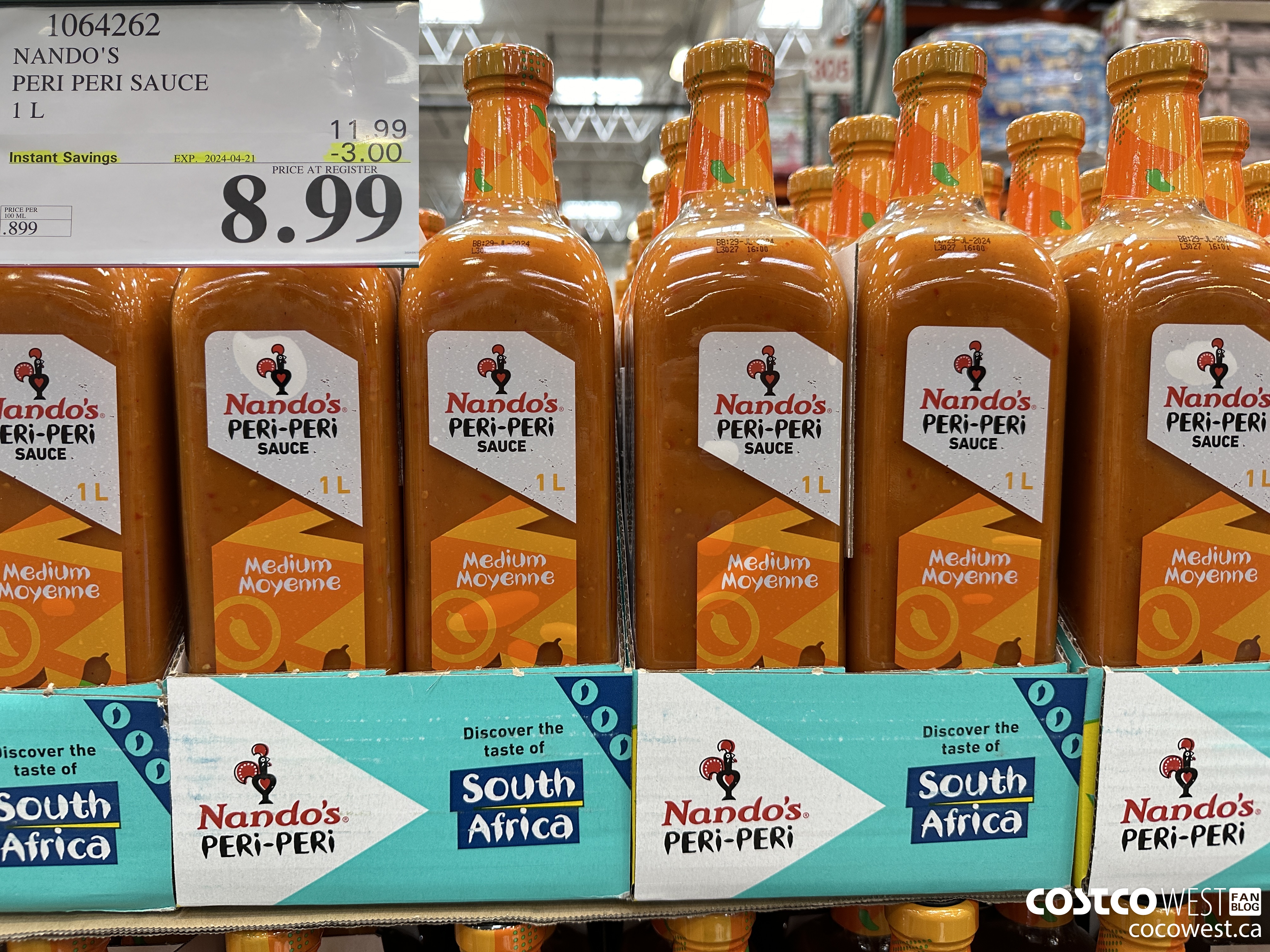 1064262 NANDO'S PERI-PERI SAUCE 1 L ($3.00 INSTANT SAVINGS EXPIRES ON 2024-04-21) $8.99
