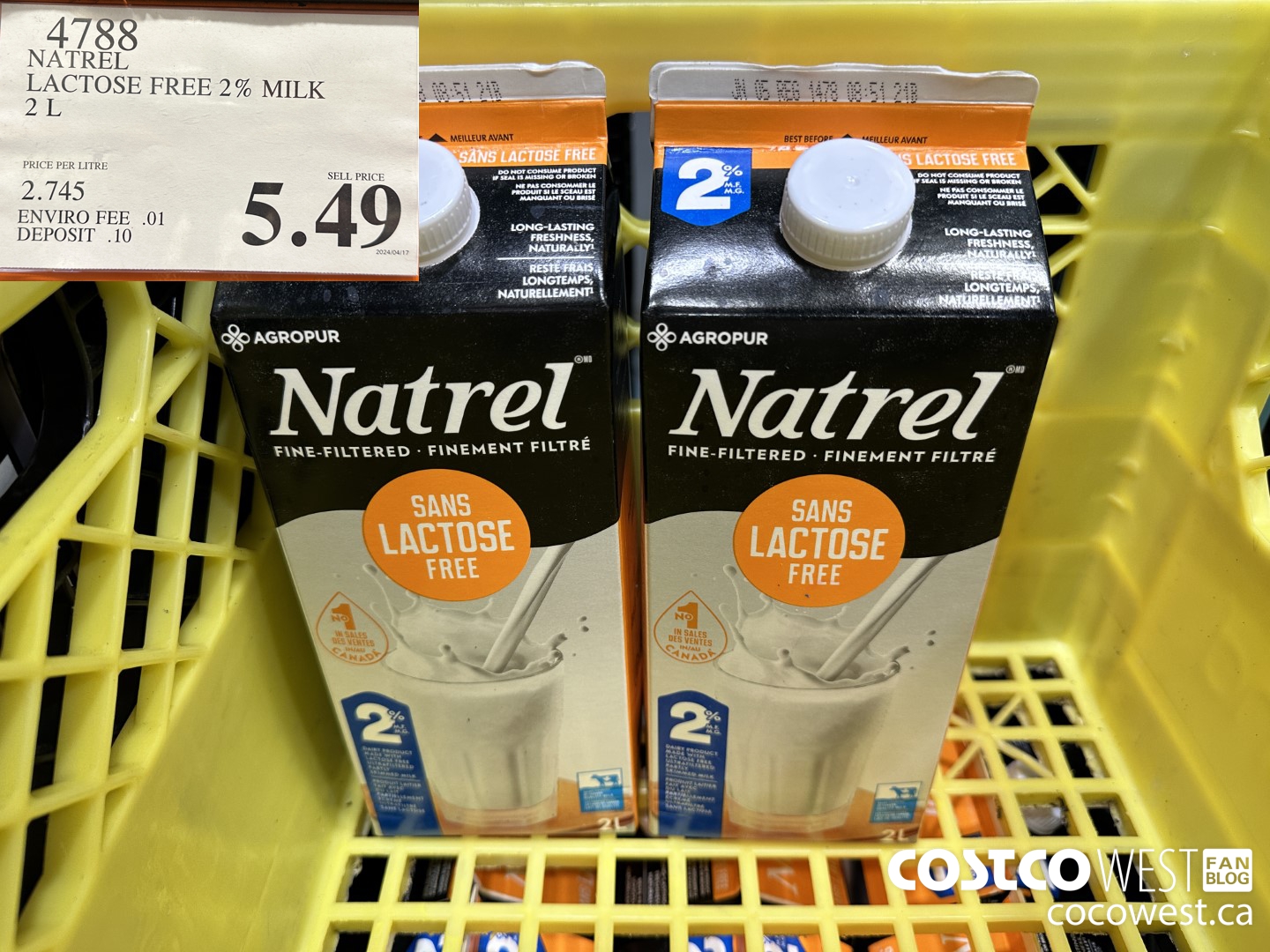 4788 NATREL LACTOSE FREE 2% MILK 2 L $5.49