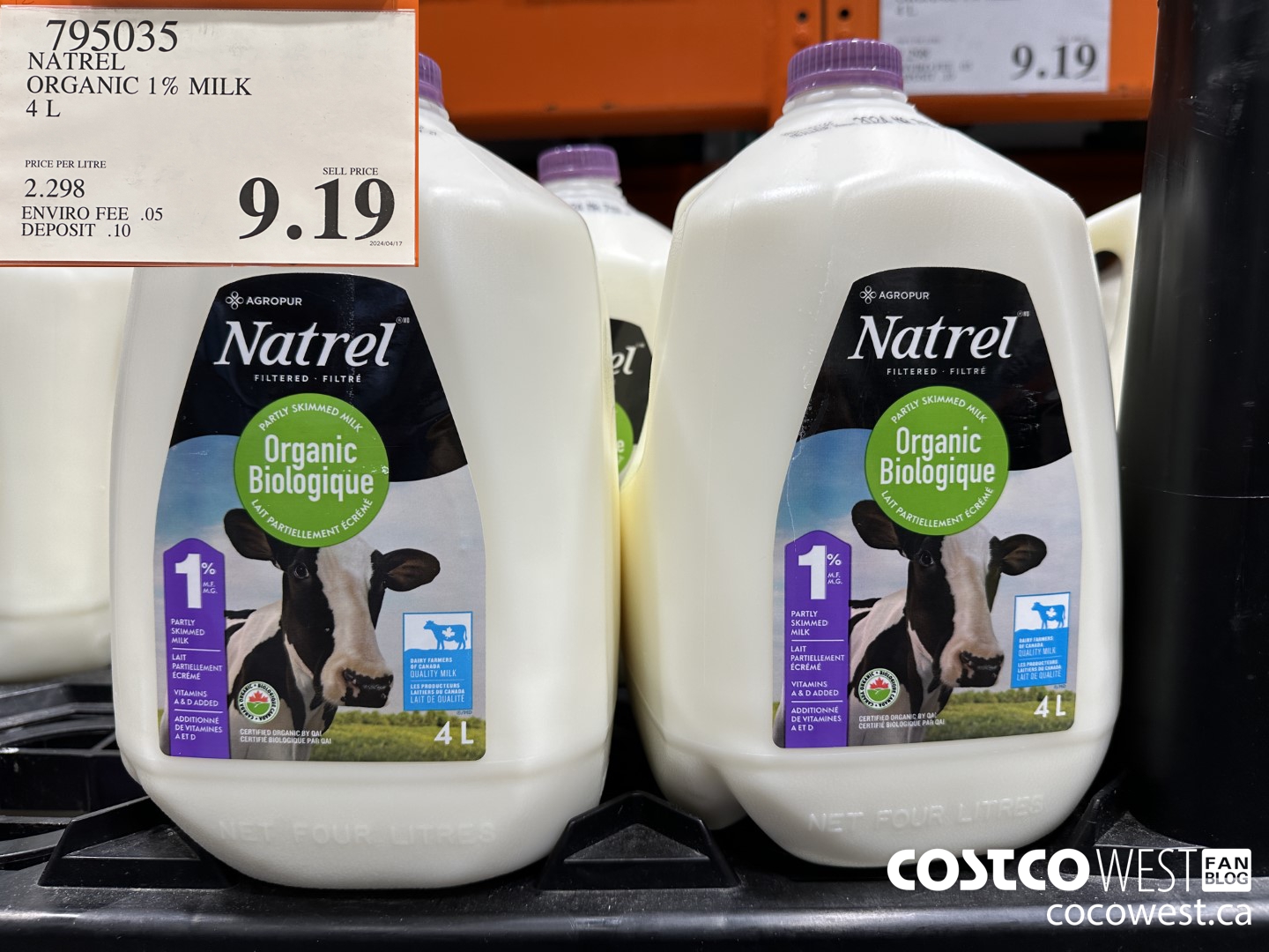 795035 NATREL ORGANIC 1% MILK 4L $9.19