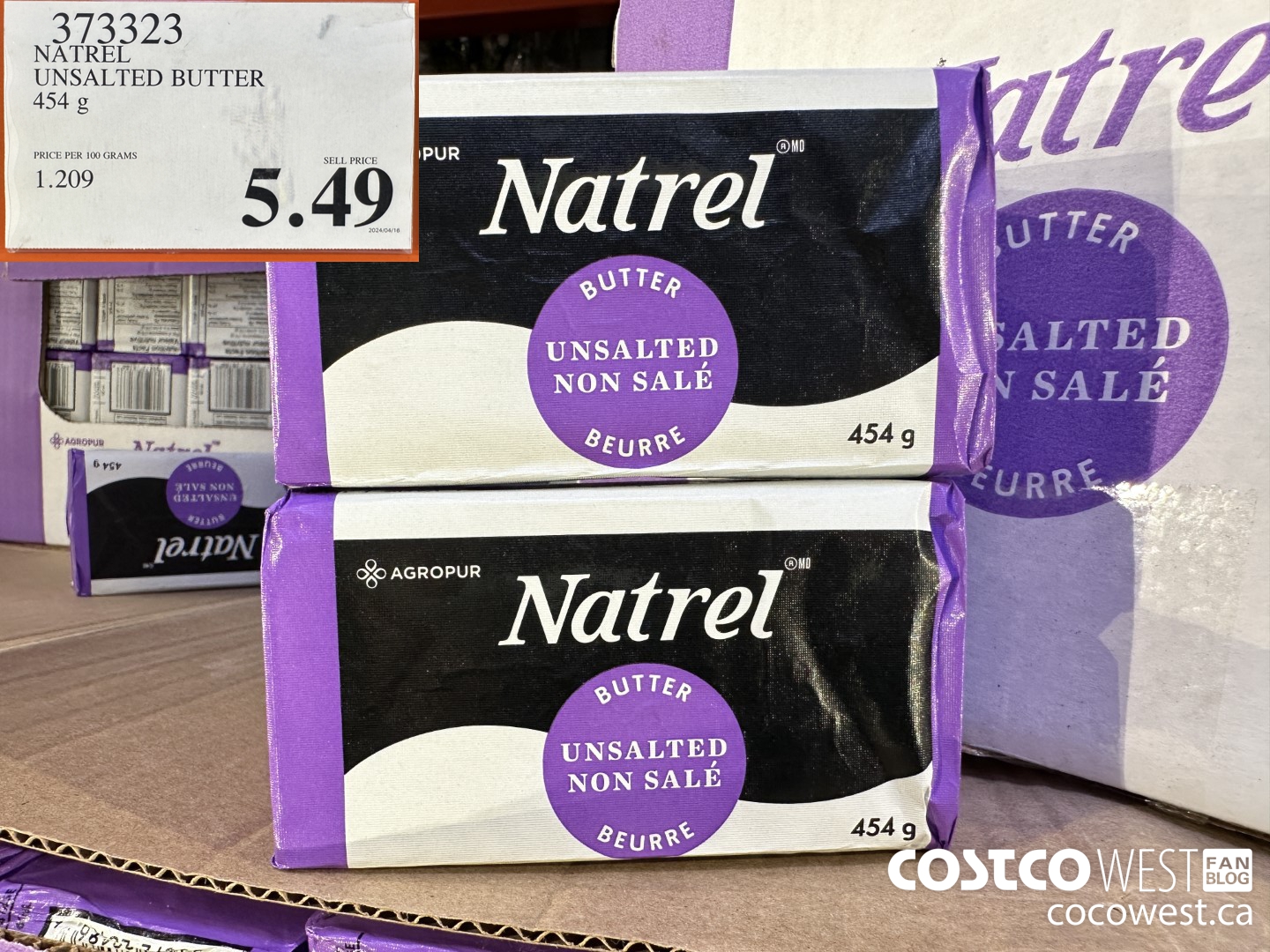 373323 NATREL UNSALTED BUTTER 454 g $5.49