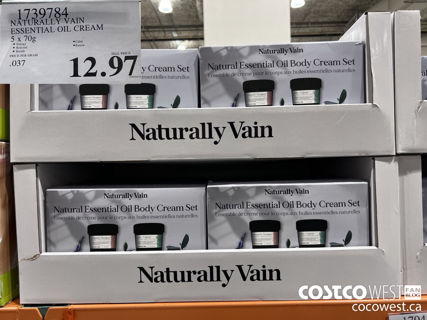 1739784 NATURALLY VAIN ESSENTIAL OIL CREAM 5 X 70G $12.97