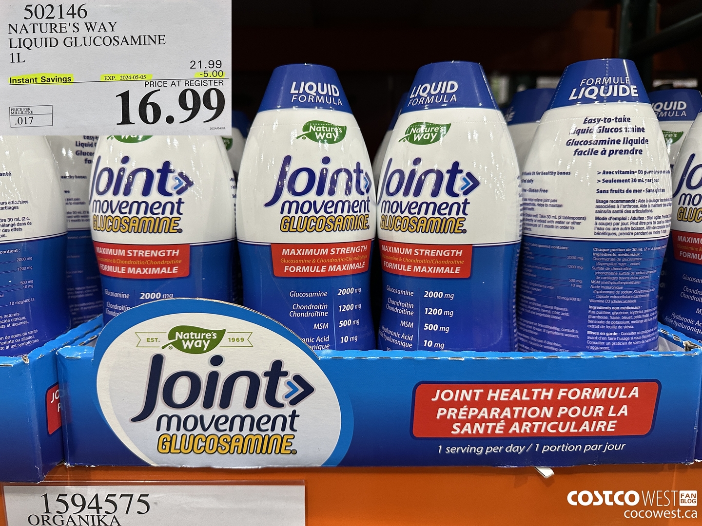 502146 NATURE'S WAY LIQUID GLUCOSAMINE 1 L ($5.00 INSTANT SAVINGS EXPIRES ON 2024-05-05) $16.99