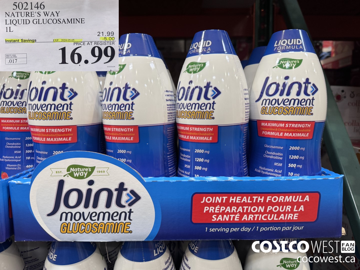 502146 NATURE'S WAY LIQUID GLUCOSAMINE 1 L ($5.00 INSTANT SAVINGS EXPIRES ON 2024-05-05) $16.99