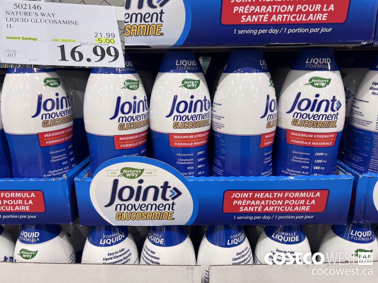 502146 NATURE'S WAY LIQUID GLUCOSAMINE 1 L ($5.00 INSTANT SAVINGS EXPIRES ON 2024-05-05) $16.99