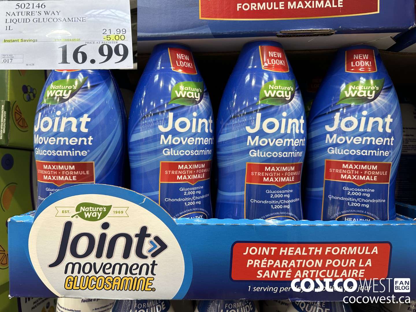 502146 NATURE'S WAY LIQUID GLUCOSAMINE 1 L ($5.00 INSTANT SAVINGS EXPIRES ON 2024-05-05) $16.99