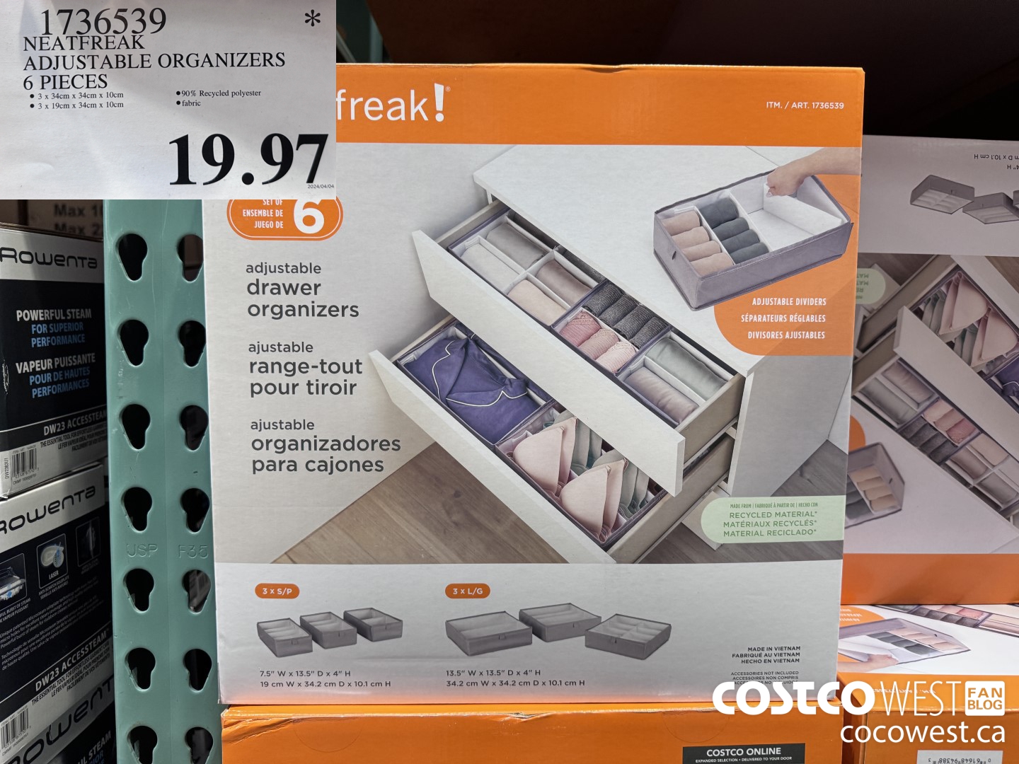 1736539 NEATFREAK ADJUSTABLE ORGANIZERS 6 PIECES $19.97