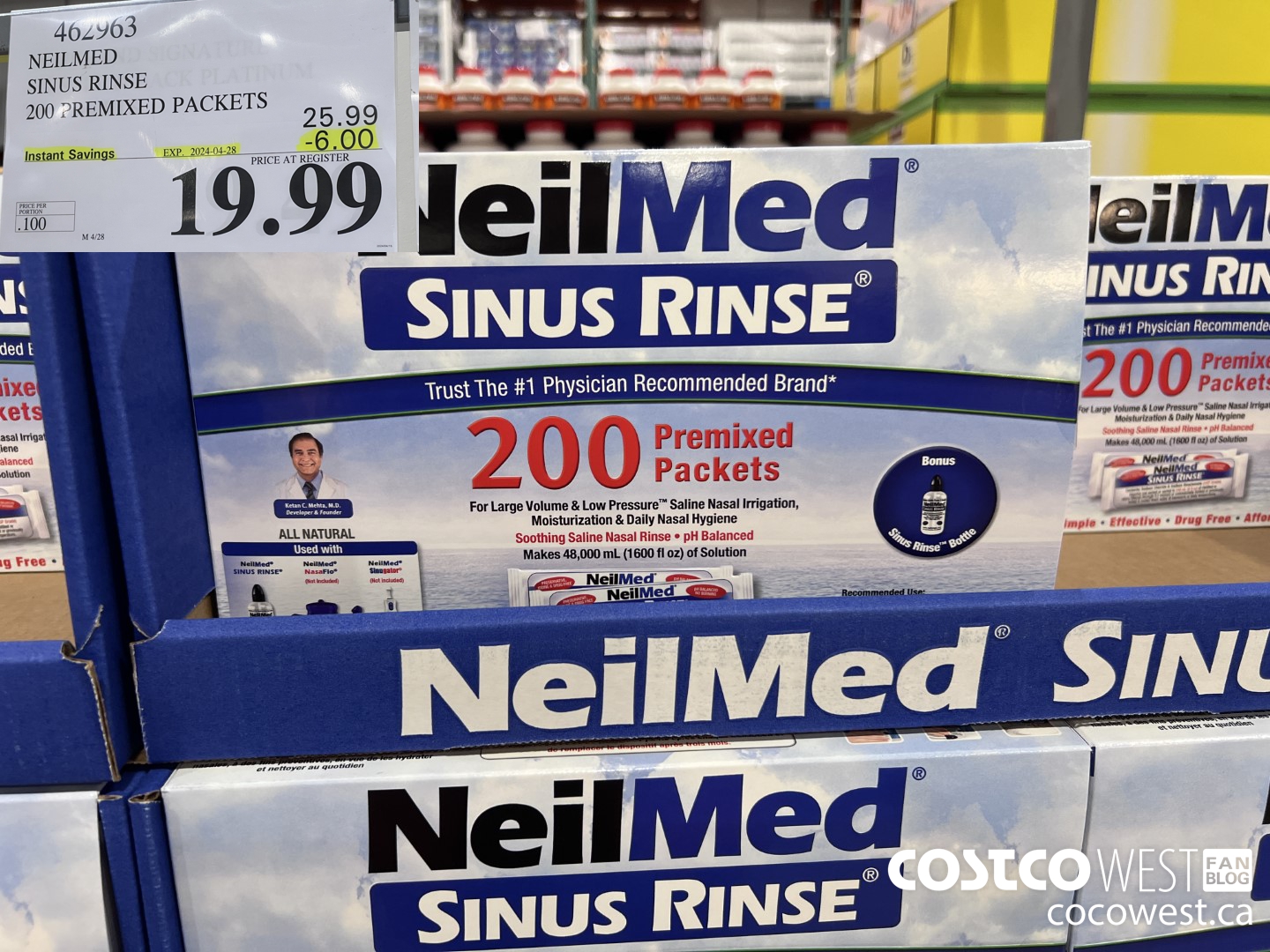 462963 NEILMED SINUS RINSE 200 PREMIXED PACKETS ($6.00 INSTANT SAVINGS EXPIRES ON 2024-04-28) $19.99