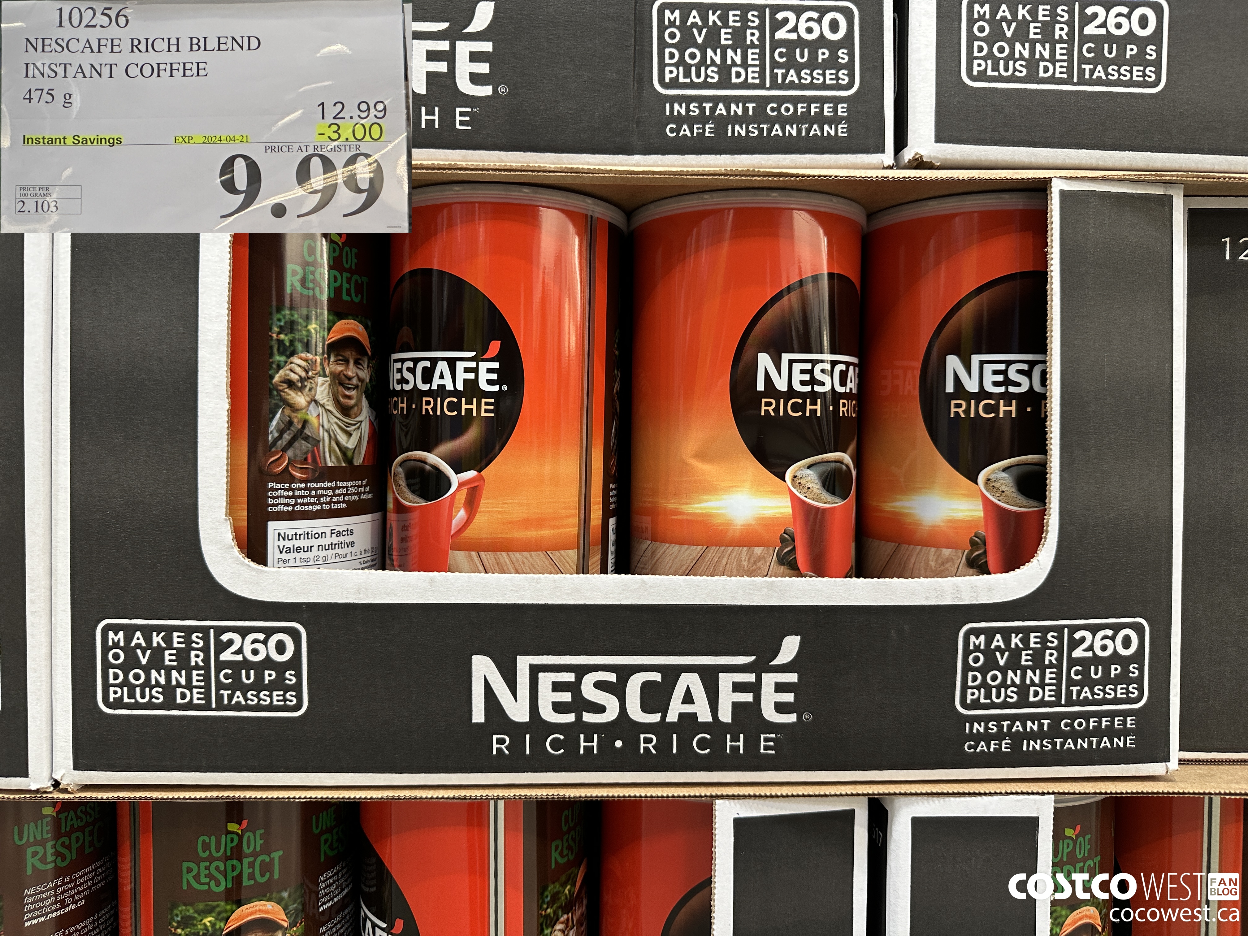 10256 NESCAFE RICH BLEND INSTANT COFFEE 475G ($3.00 INSTANT SAVINGS EXPIRES ON 2024-04-21) $9.99
