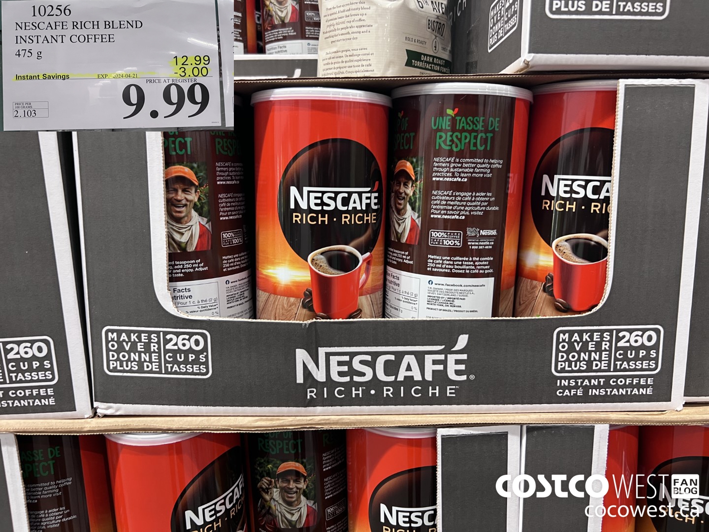 10256 NESCAFE RICH BLEND INSTANT COFFEE 475G ($3.00 INSTANT SAVINGS EXPIRES ON 2024-04-21) $9.99