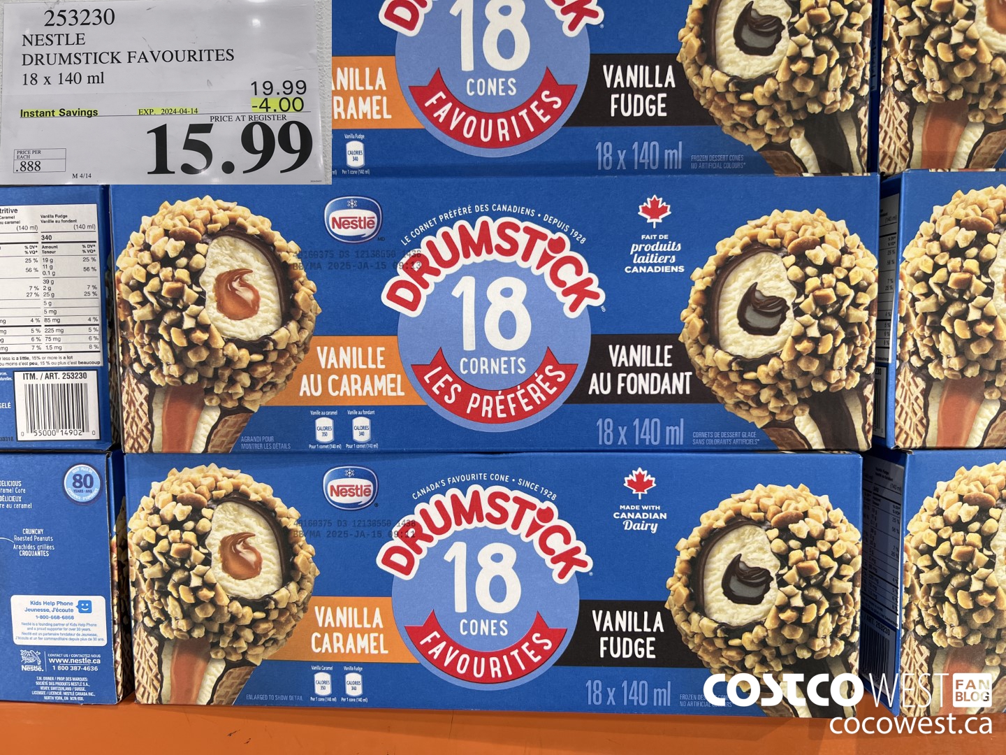 253230 NESTLE DRUMSTICK VARIETY PACK 18 x 140 ml ($4.00 INSTANT SAVINGS EXPIRES ON 2024-04-14) $15.99