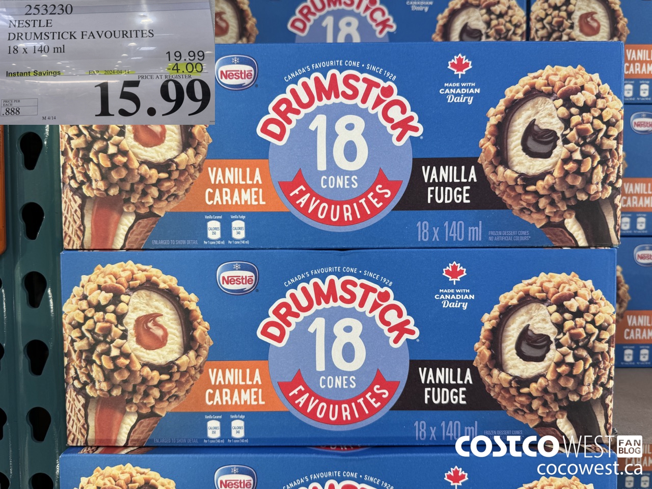 253230 NESTLE DRUMSTICK VARIETY PACK 18 x 140 ml ($4.00 INSTANT SAVINGS EXPIRES ON 2024-04-14) $15.99