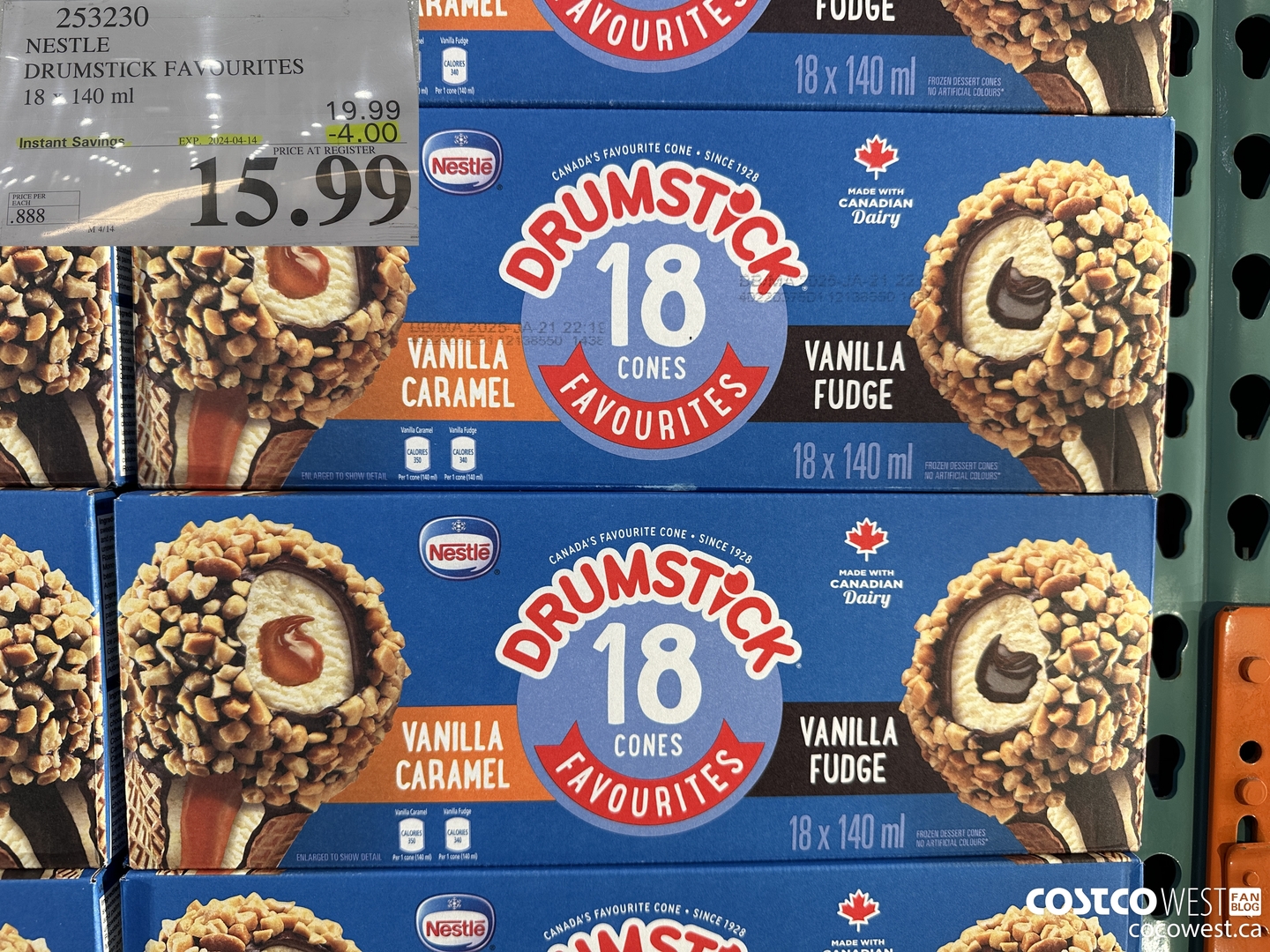 253230 NESTLE DRUMSTICK VARIETY PACK 18 x 140 ml ($4.00 INSTANT SAVINGS EXPIRES ON 2024-04-14) $15.99