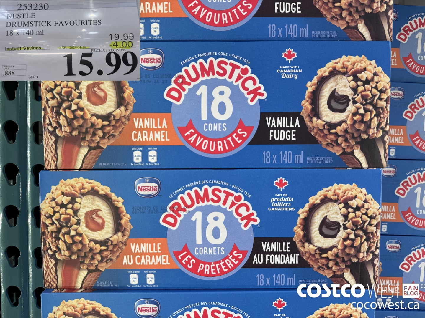 253230 NESTLE DRUMSTICK VARIETY PACK 18 x 140 ml ($4.00 INSTANT SAVINGS EXPIRES ON 2024-04-14) $15.99