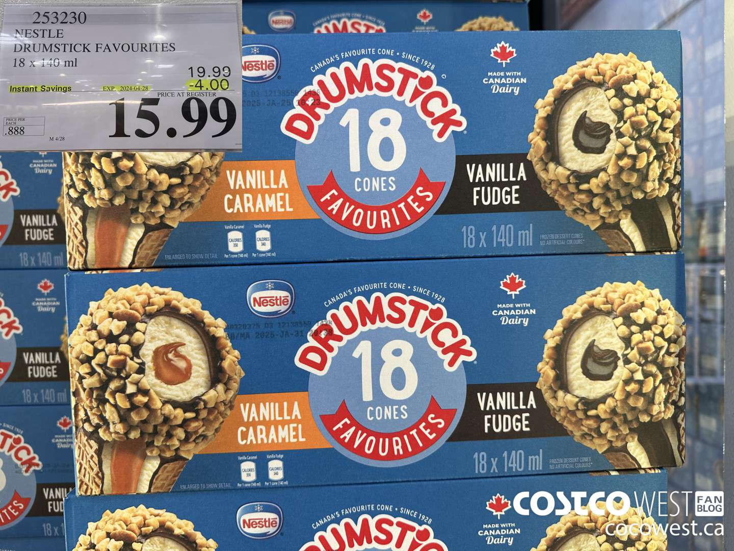 253230 NESTLE DRUMSTICK VARIETY PACK 18 x 140 ml ($4.00 INSTANT SAVINGS EXPIRES ON 2024-04-28) $15.99