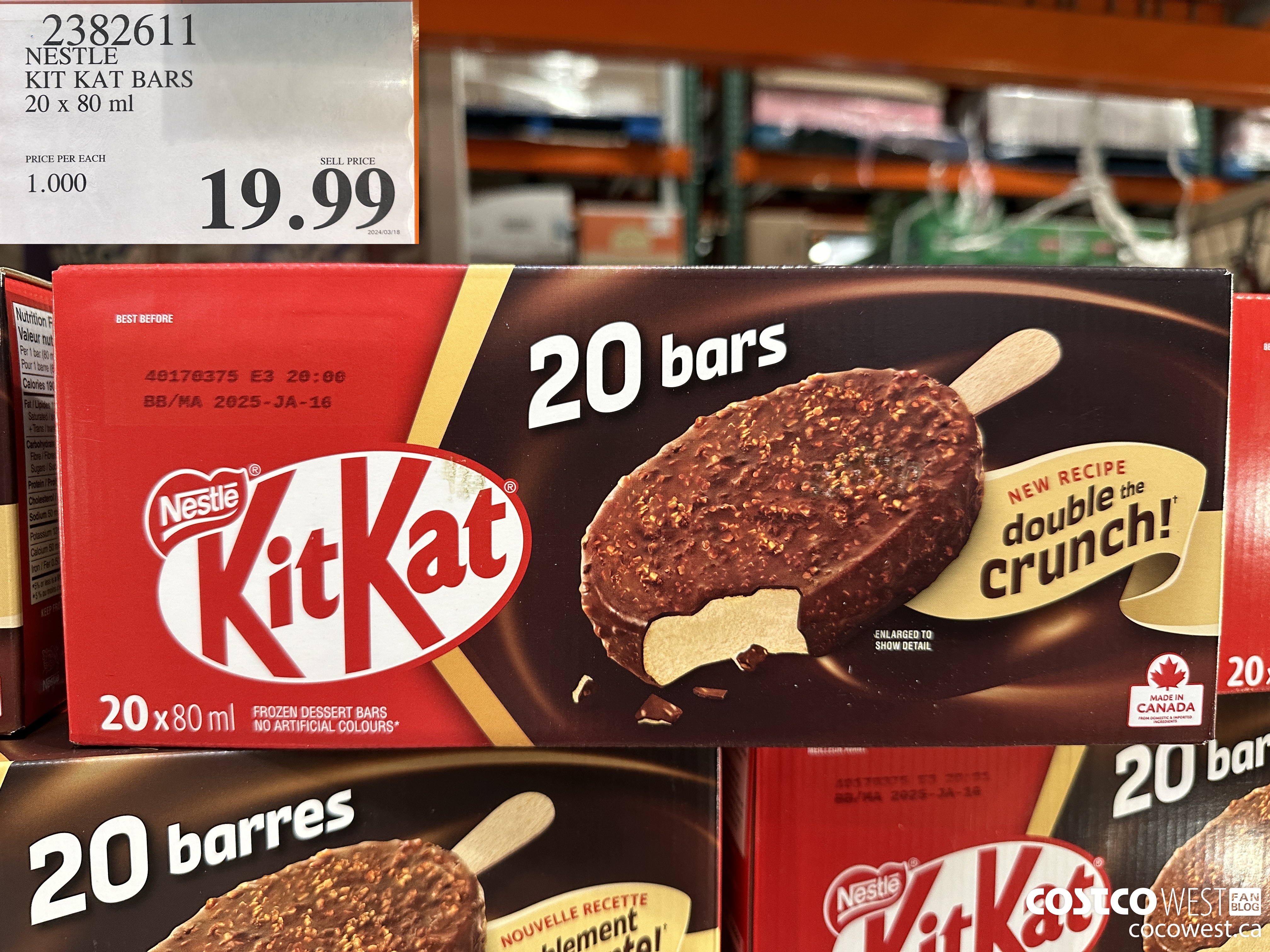 2382611 NESTLE KIT KAT BARS 20 X 80 ML $19.99