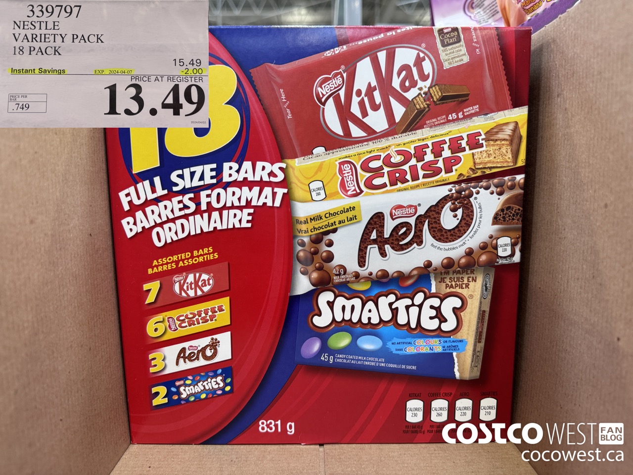 339797 NESTLE VARIETY PACK 18 PACK ($2.00 INSTANT SAVINGS EXPIRES ON 2024-04-07) $13.49