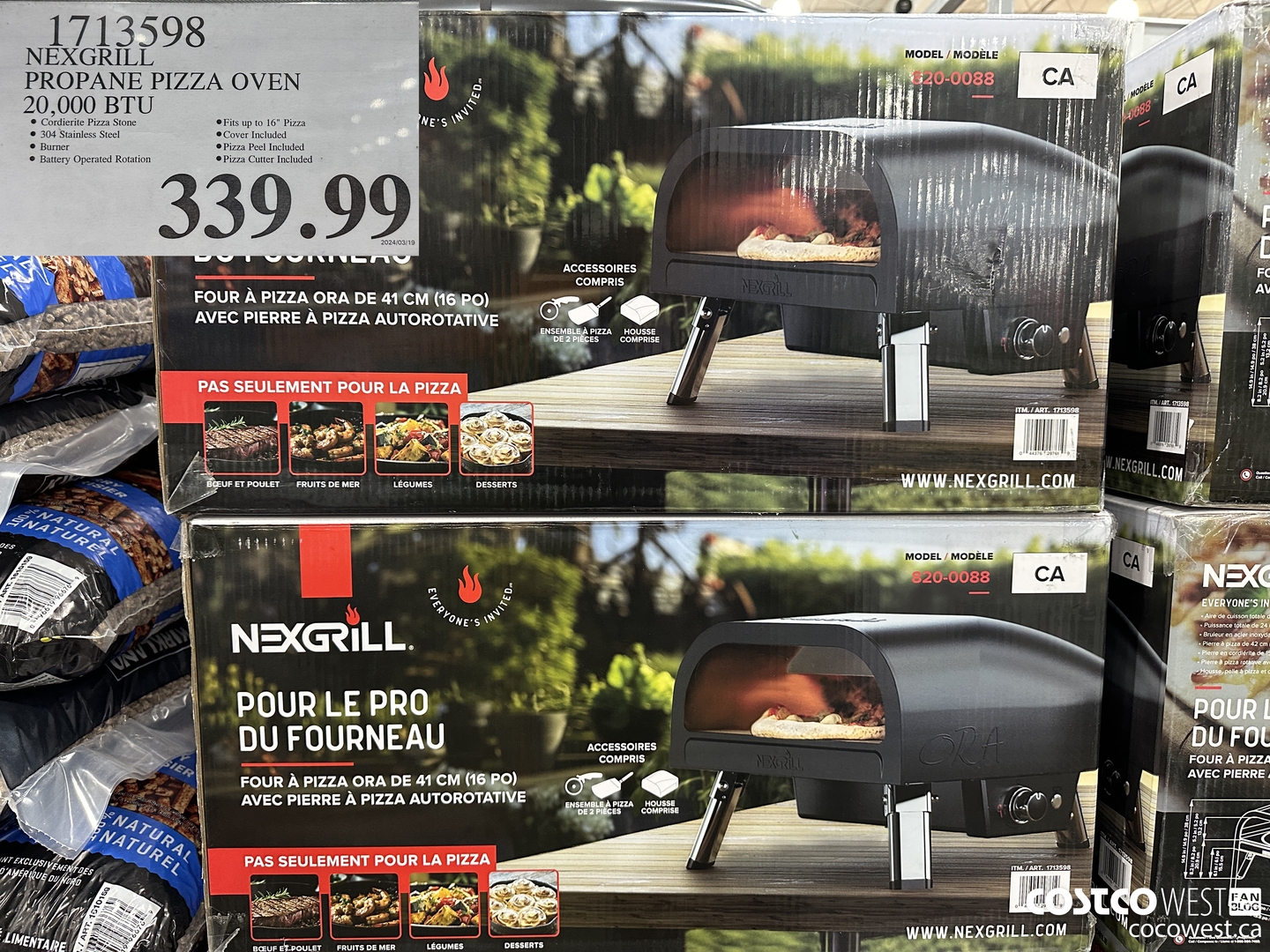1713598 NEXGRILL PROPANE PIZZA OVEN 20,000 BTU $339.99