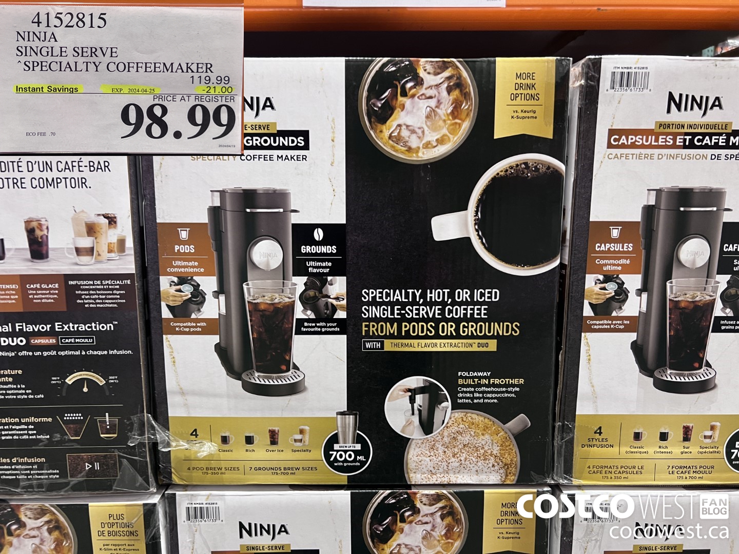 4152815 NINJA SINGLE SERVE SPECIALTY COFFEEMAKER ($21.00 INSTANT SAVINGS EXPIRES ON 2024-04-25) $98.99