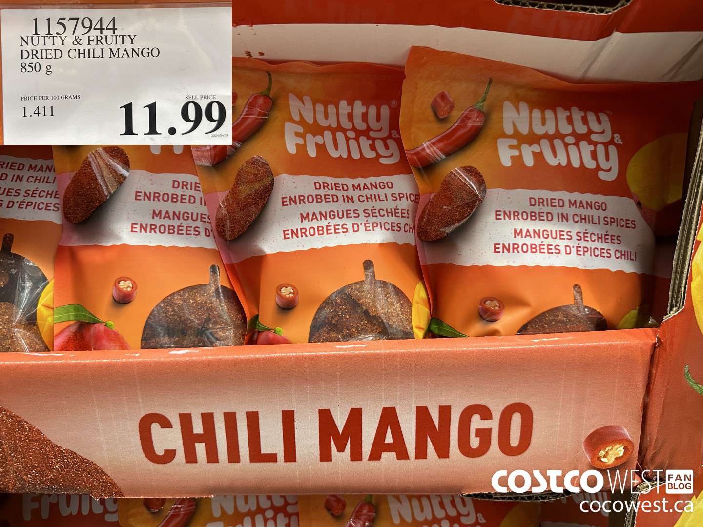 1157944 NUTTY & FRUITY DRIED CHILI MANGO 30 OZ $11.99