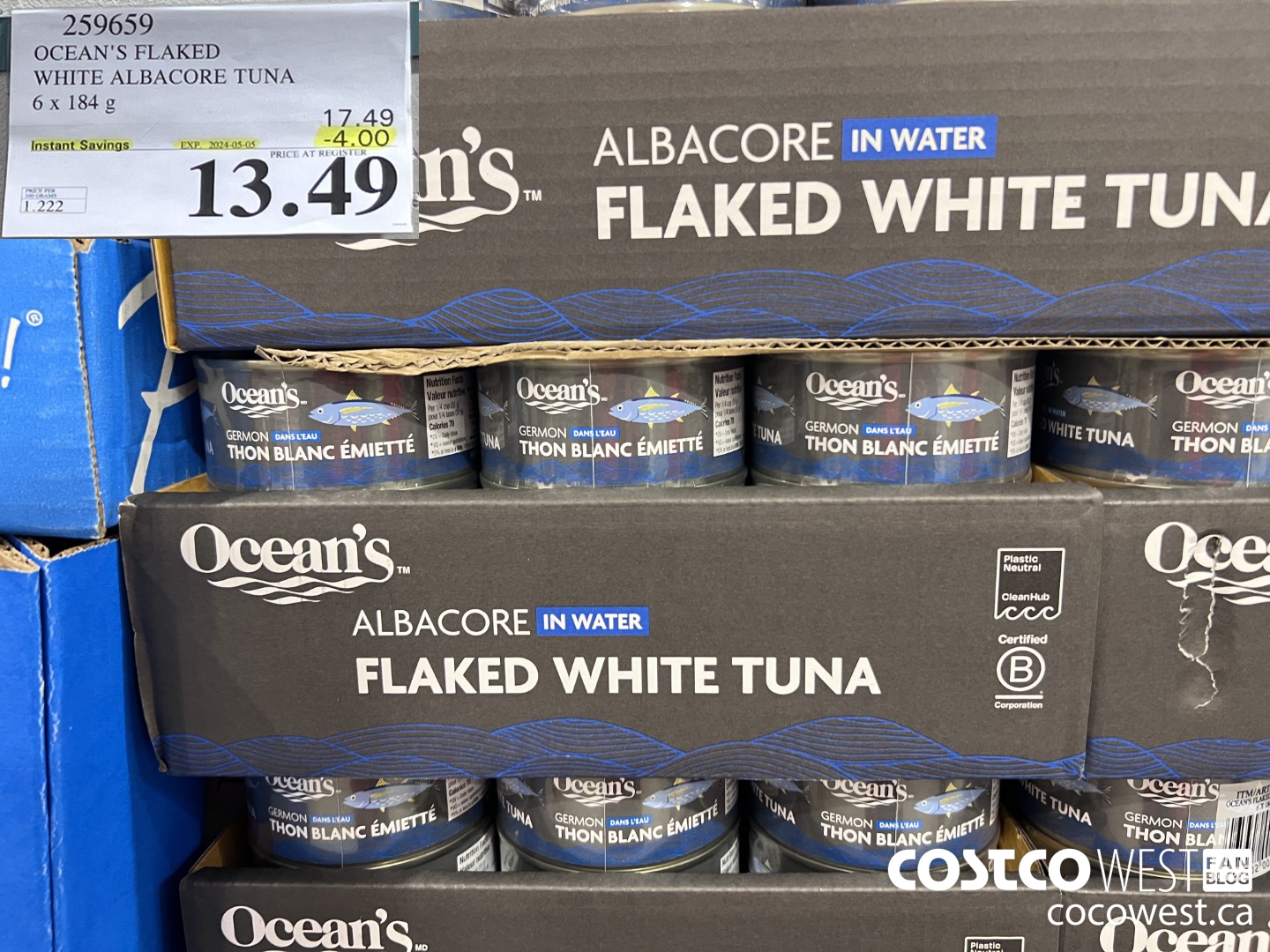 259659 OCEAN'S FLAKED WHITE ALBACORE TUNA 6 x 184g ($4.00 INSTANT SAVINGS EXPIRES ON 2024-05-05) $13.49