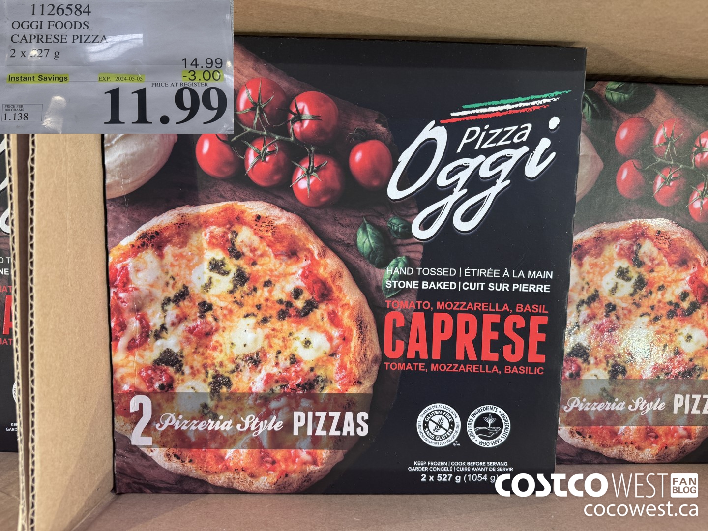 1126584 OGGI FOODS CAPRESE PIZZA 2 X 527 G ($3.00 INSTANT SAVINGS EXPIRES ON 2024-05-05) $11.99