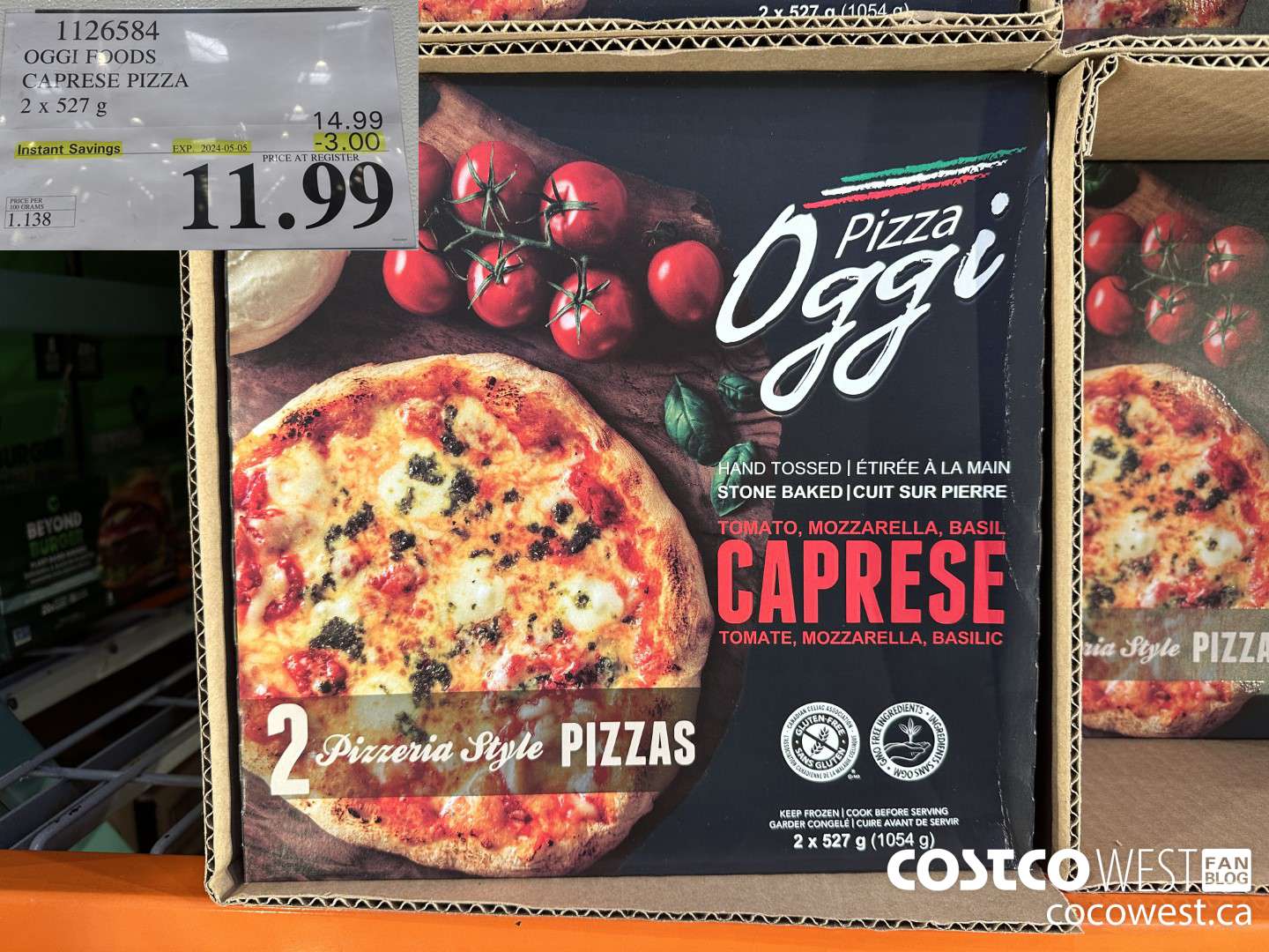 1126584 OGGI FOODS CAPRESE PIZZA 2 X 527 G ($3.00 INSTANT SAVINGS EXPIRES ON 2024-05-05) $11.99