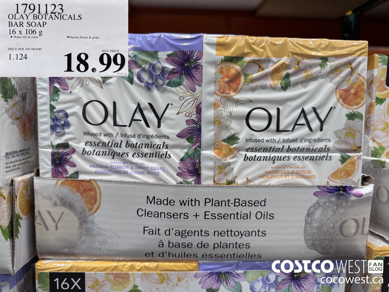 1791123 OLAY BOTANICALS BAR SOAP 16 x 106 5 $18.99