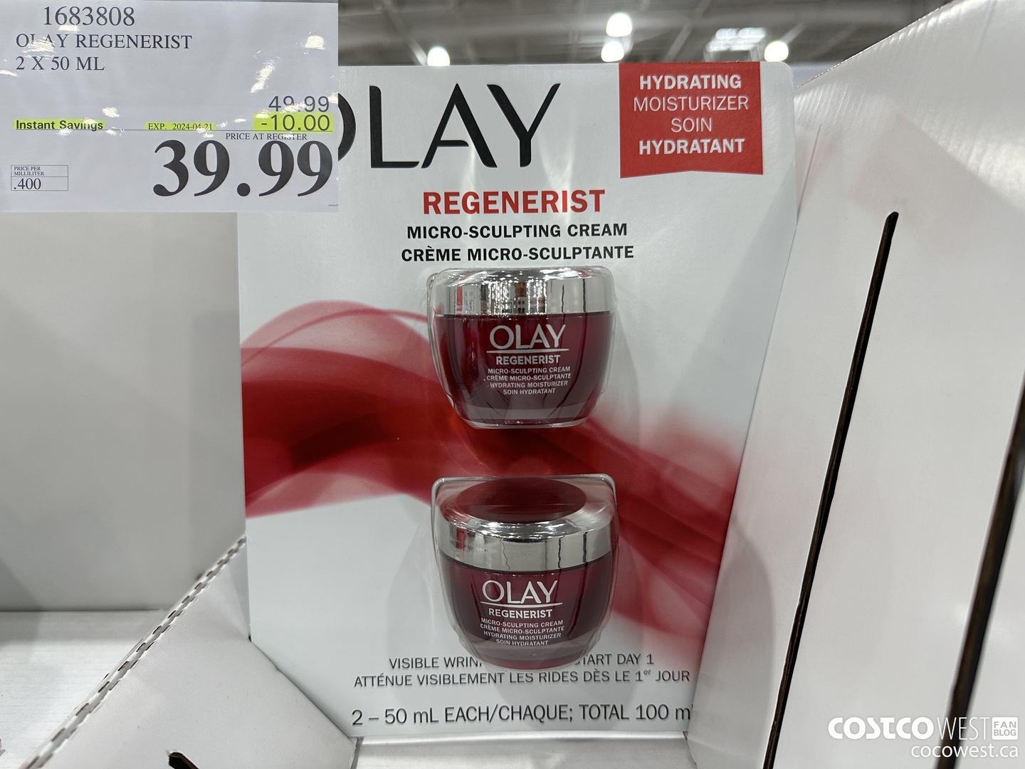 1683808 OLAY REGENERIST 2 X 50 ML ($10.00 INSTANT SAVINGS EXPIRES ON 2024-04-21) $39.99