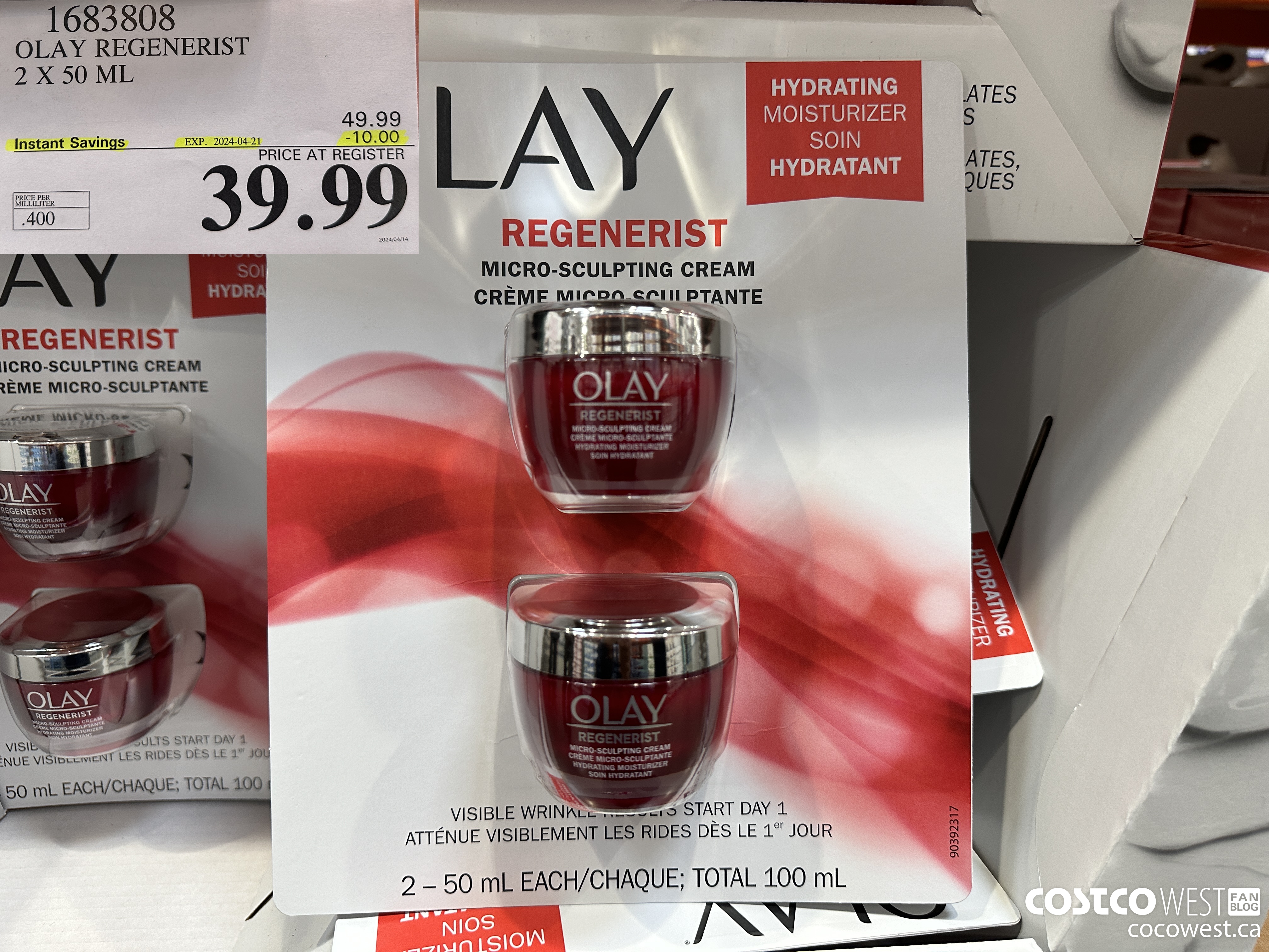 1683808 OLAY REGENERIST 2 X 50 ML ($10.00 INSTANT SAVINGS EXPIRES ON 2024-04-21) $39.99