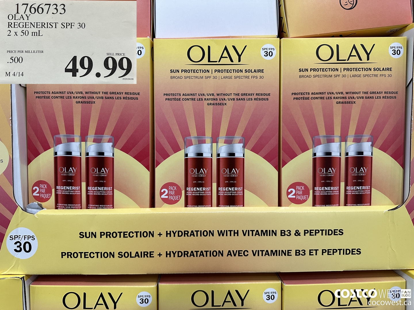 1766733 OLAY REGENERIST SPF 30 2 X 50 ML $49.99