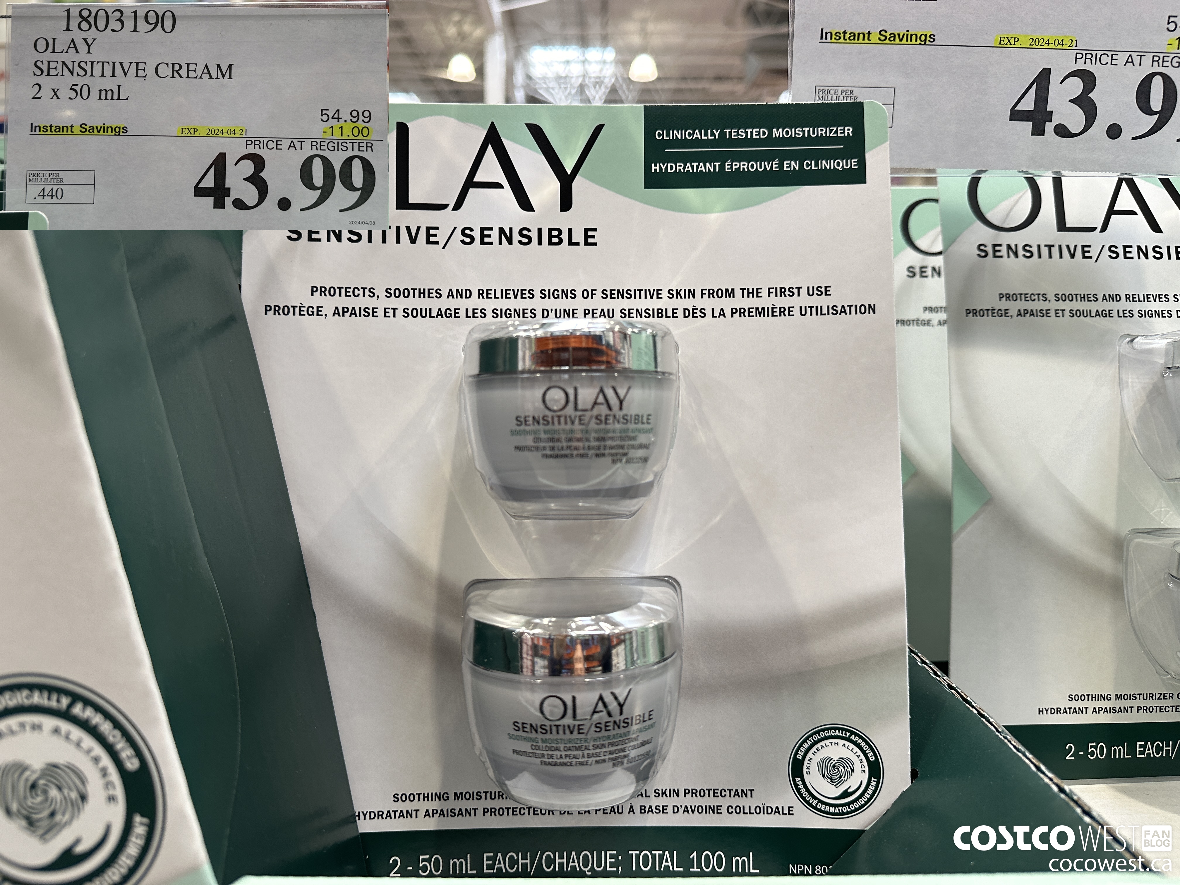 1803190 OLAY SENSITIVE CREAM 2 X 50 ML ($11.00 INSTANT SAVINGS EXPIRES ON 2024-04-21) $43.99
