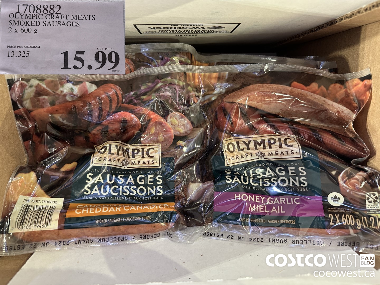 1708882 OLYMPIC CRAFT MEATS SMOKED SAUSAGES 2 X 600G $15.99