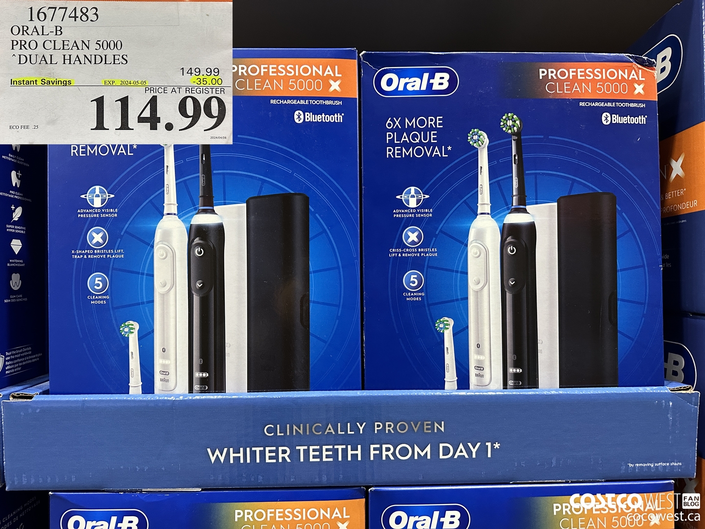 1677483 ORAL-B PRO CLEAM 5000 DUAL HANDLES ($35.00 INSTANT SAVINGS EXPIRES ON 2024-05-05) $114.99