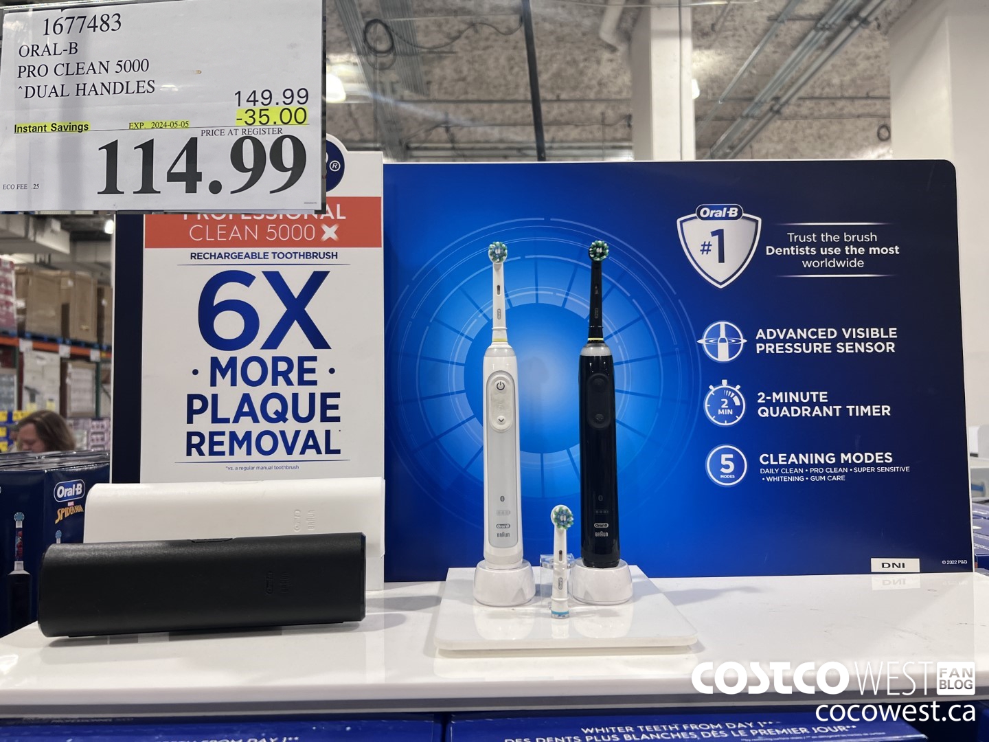 1677483 ORAL-B PRO CLEAM 5000 DUAL HANDLES ($35.00 INSTANT SAVINGS EXPIRES ON 2024-05-05) $114.99