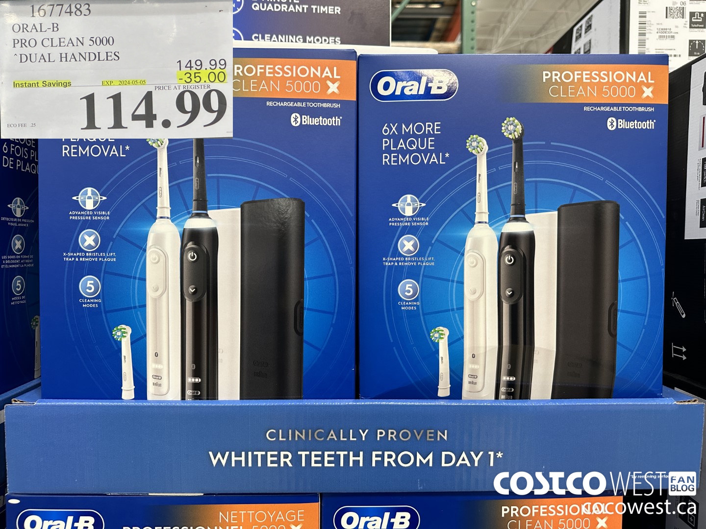 1677483 ORAL-B PRO CLEAM 5000 DUAL HANDLES ($35.00 INSTANT SAVINGS EXPIRES ON 2024-05-05) $114.99