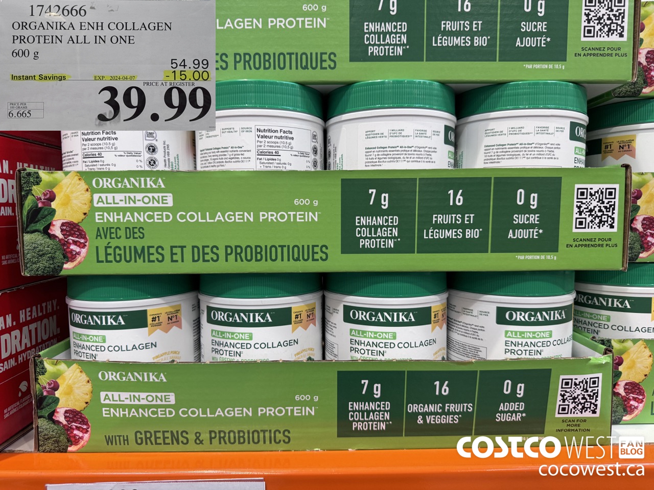 1742666 ORGANIKA ENH COLLAGEN PROTEIN ALL IN ONE 600G ($15.00 INSTANT SAVINGS EXPIRES ON 2024-04-07) $39.99