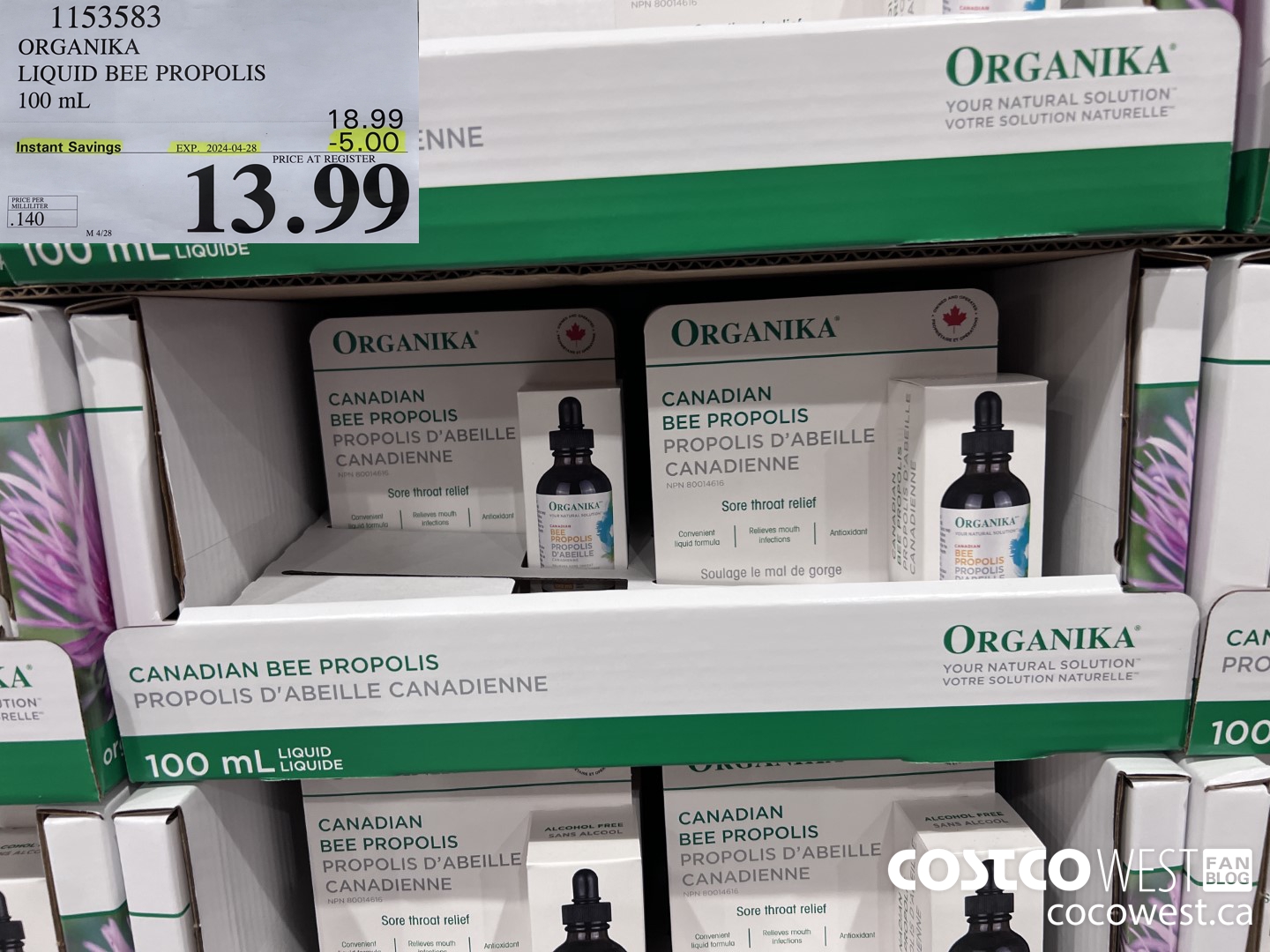 1153583 ORGANIKA LIQUID BEE PROPOLIS 100 mL ($5.00 INSTANT SAVINGS EXPIRES ON 2024-04-28) $13.99