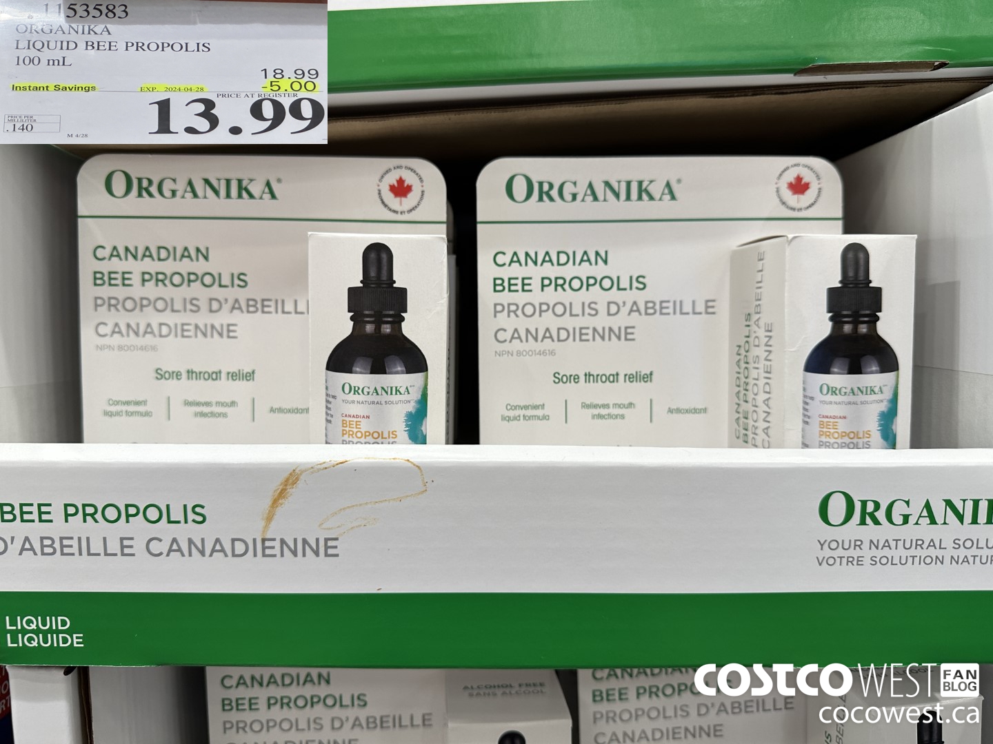 1153583 ORGANIKA LIQUID BEE PROPOLIS 100 mL ($5.00 INSTANT SAVINGS EXPIRES ON 2024-04-28) $13.99