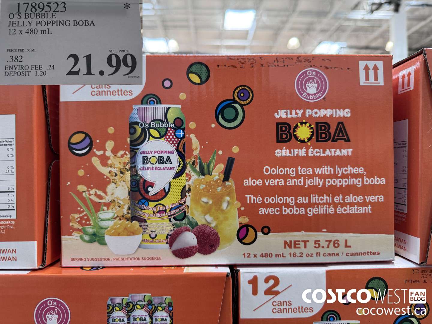 1789523 O'S BUBBLE JELLY POPPING BOBA 12 X 480 ML $21.99