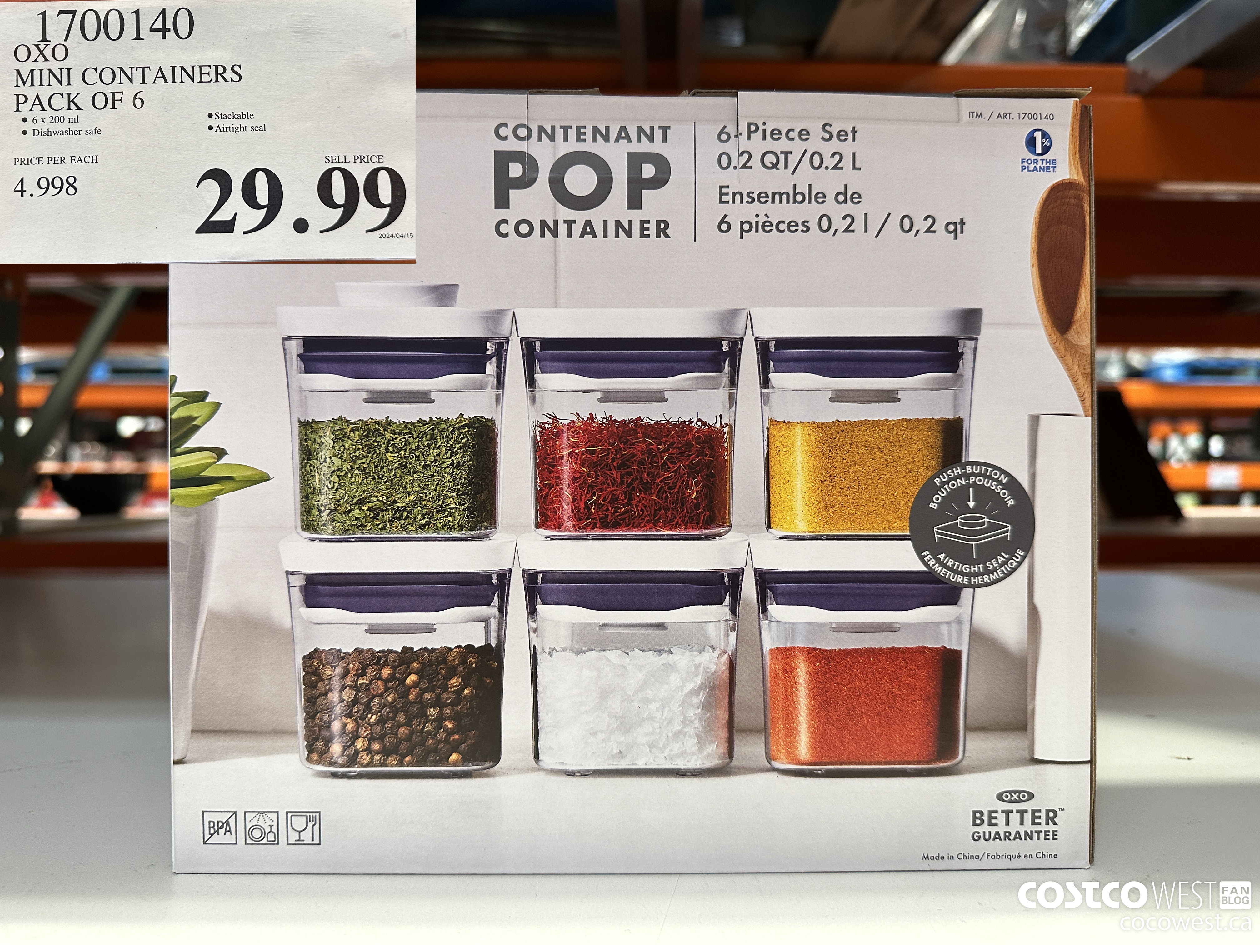 1700140 OXO MINI CONTAINERS PACK OF 6 $29.99