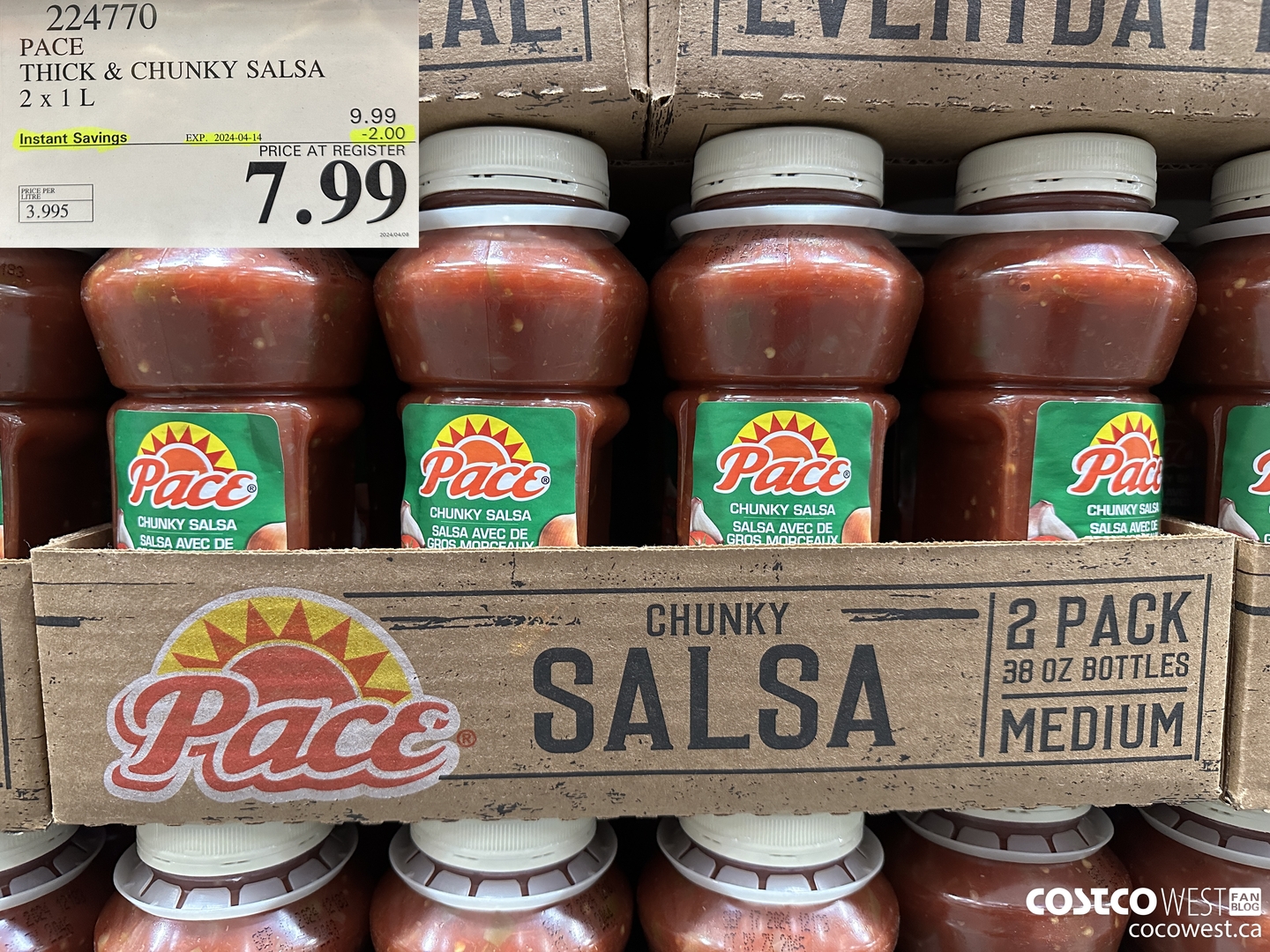 224770 PACE THICK & CHUNKY SALSA 2 X 1L ($2.00 INSTANT SAVINGS EXPIRES ON 2024-04-14) $7.99