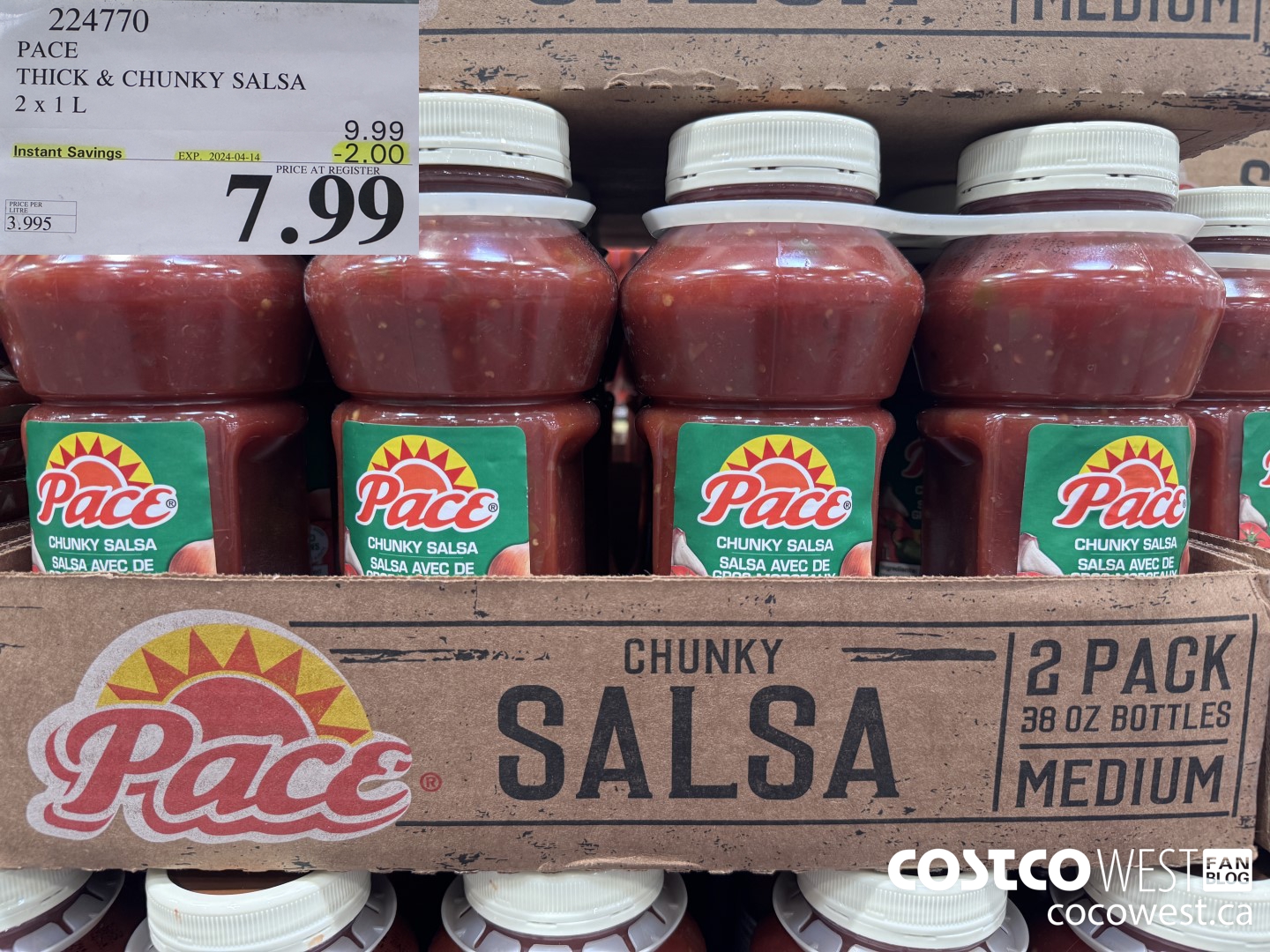 224770 PACE THICK & CHUNKY SALSA 2 X 1L ($2.00 INSTANT SAVINGS EXPIRES ON 2024-04-14) $7.99