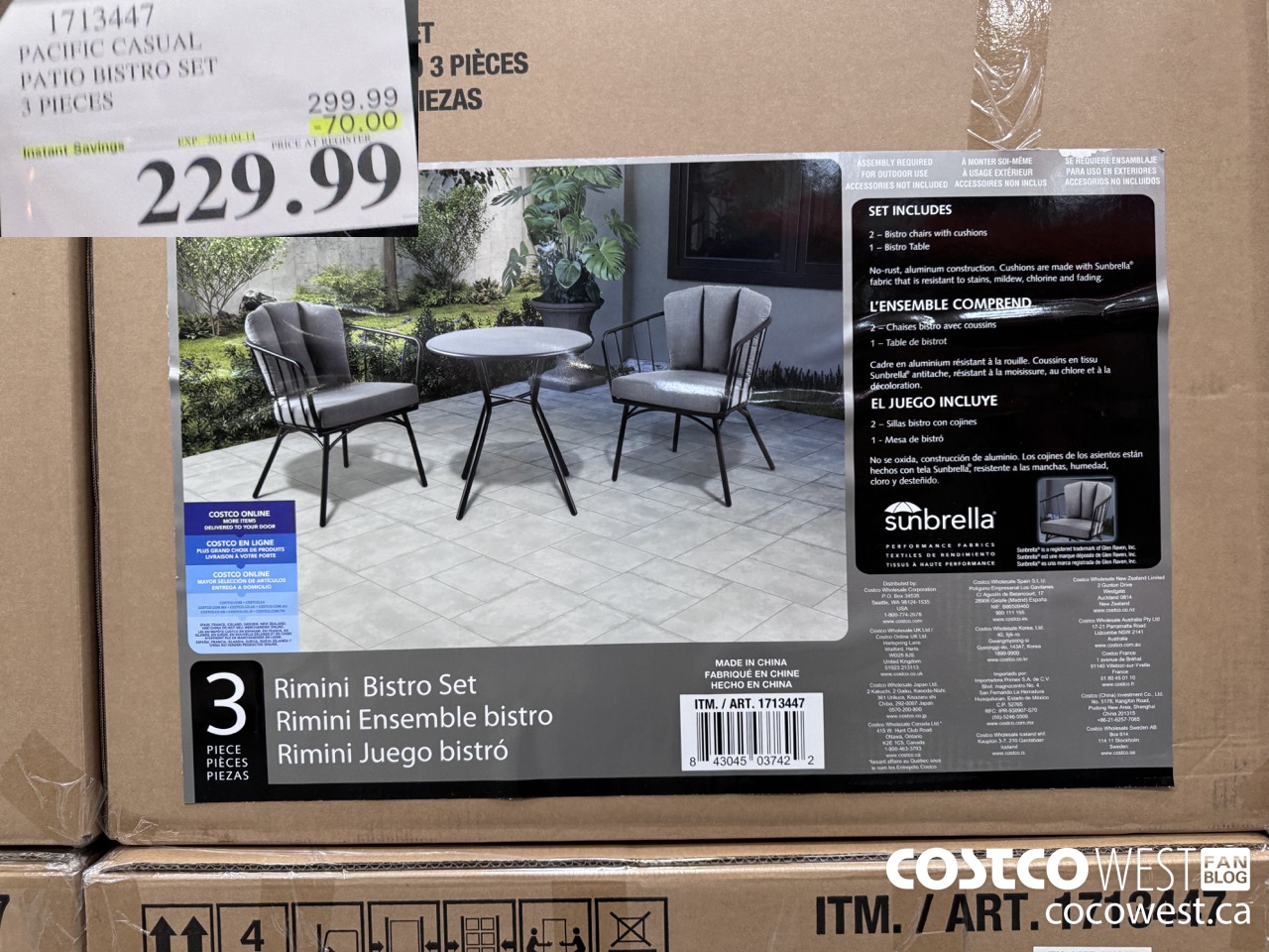 1713447 PACIFIC CASUAL PATIO BISTRO SET 3 PIECES ($70.00 INSTANT SAVINGS EXPIRES ON 2024-04-14) $229.99