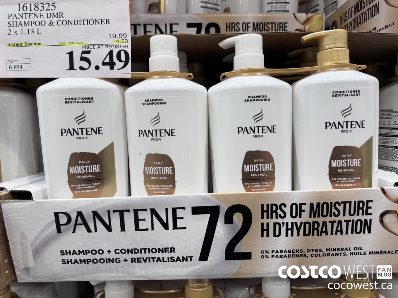 1618325 PANTENE DMR SHAMPOO/CONDIRIONER 2 x 1.13 L ($4.50 INSTANT SAVINGS EXPIRES ON 2024-05-05) $15.49
