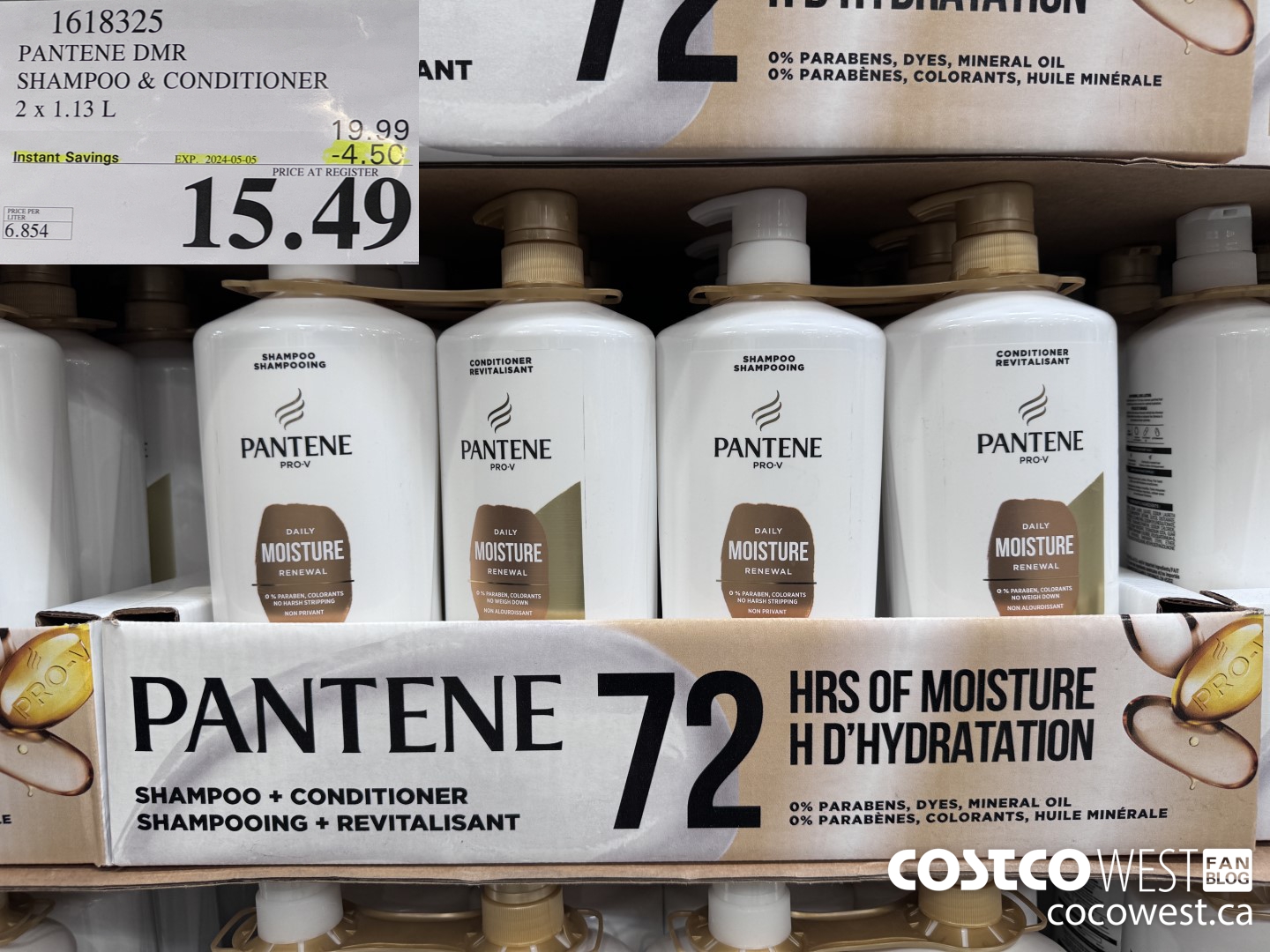 1618325 PANTENE DMR SHAMPOO/CONDIRIONER 2 x 1.13 L ($4.50 INSTANT SAVINGS EXPIRES ON 2024-05-05) $15.49