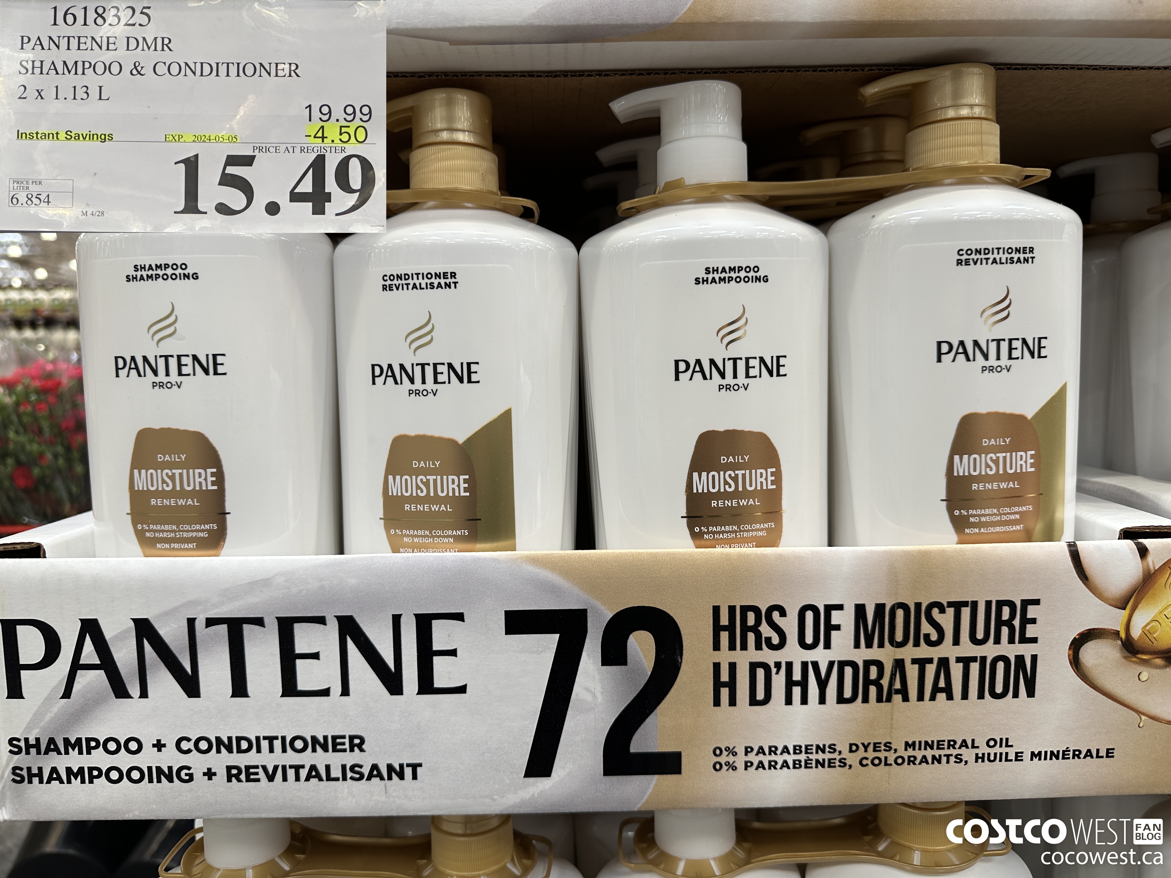 1618325 PANTENE DMR SHAMPOO/CONDIRIONER 2 x 1.13 L ($4.50 INSTANT SAVINGS EXPIRES ON 2024-05-05) $15.49