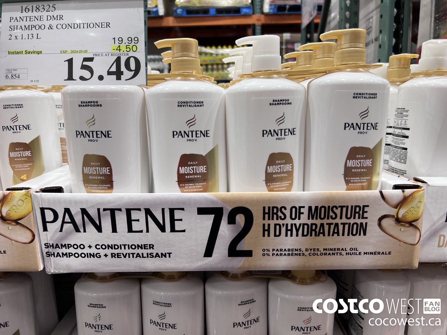 1618325 PANTENE DMR SHAMPOO/CONDIRIONER 2 x 1.13 L ($4.50 INSTANT SAVINGS EXPIRES ON 2024-05-05) $15.49